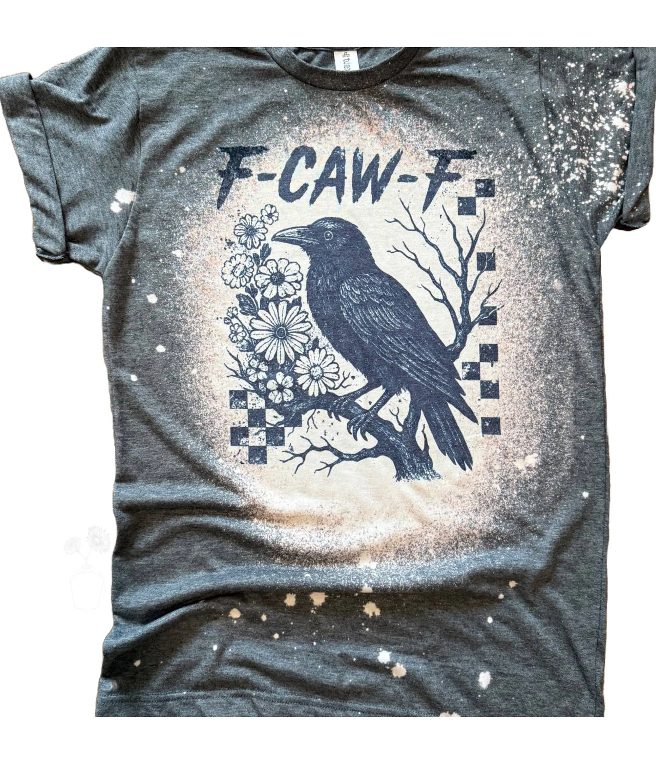 F-Caw-F Raven Bleached Unisex Graphic Tee sold by Unique Vintage