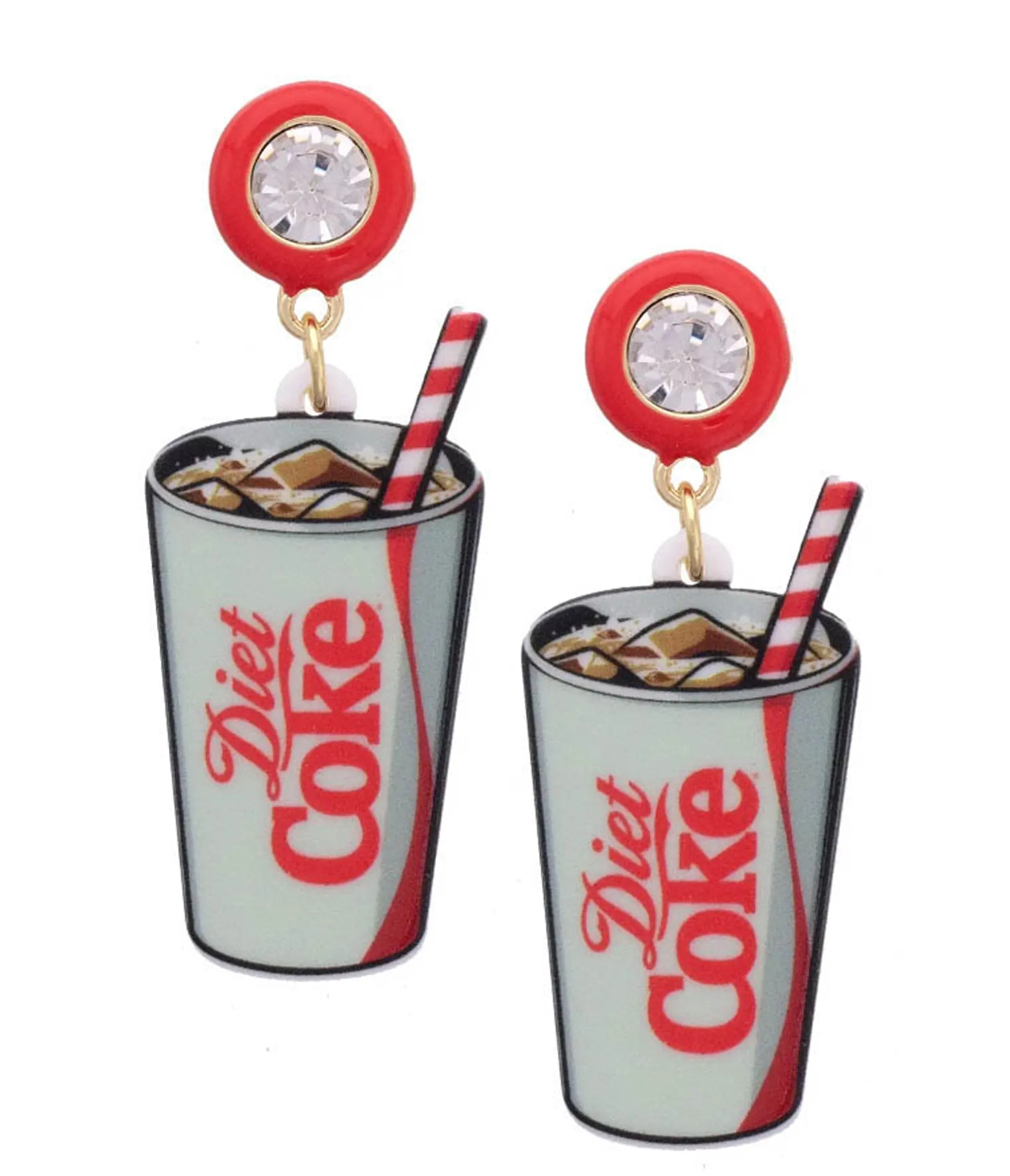 Rhinestone Diet Coke Can Earrings sold by Unique Vintage