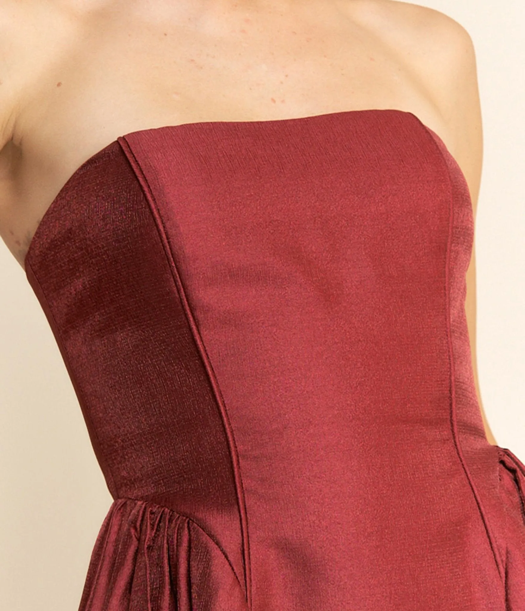Burgundy Strapless Midi Dress sold by Unique Vintage product image thumbnail 3