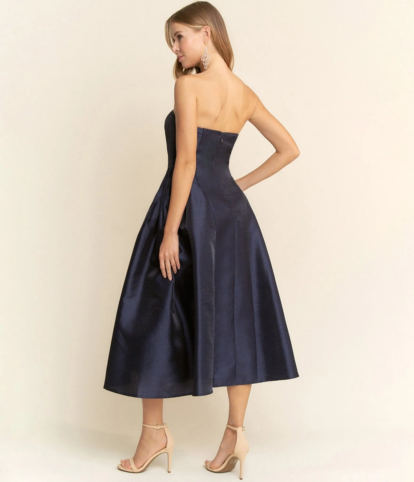 Navy Strapless Midi Dress sold by Unique Vintage product image thumbnail 2