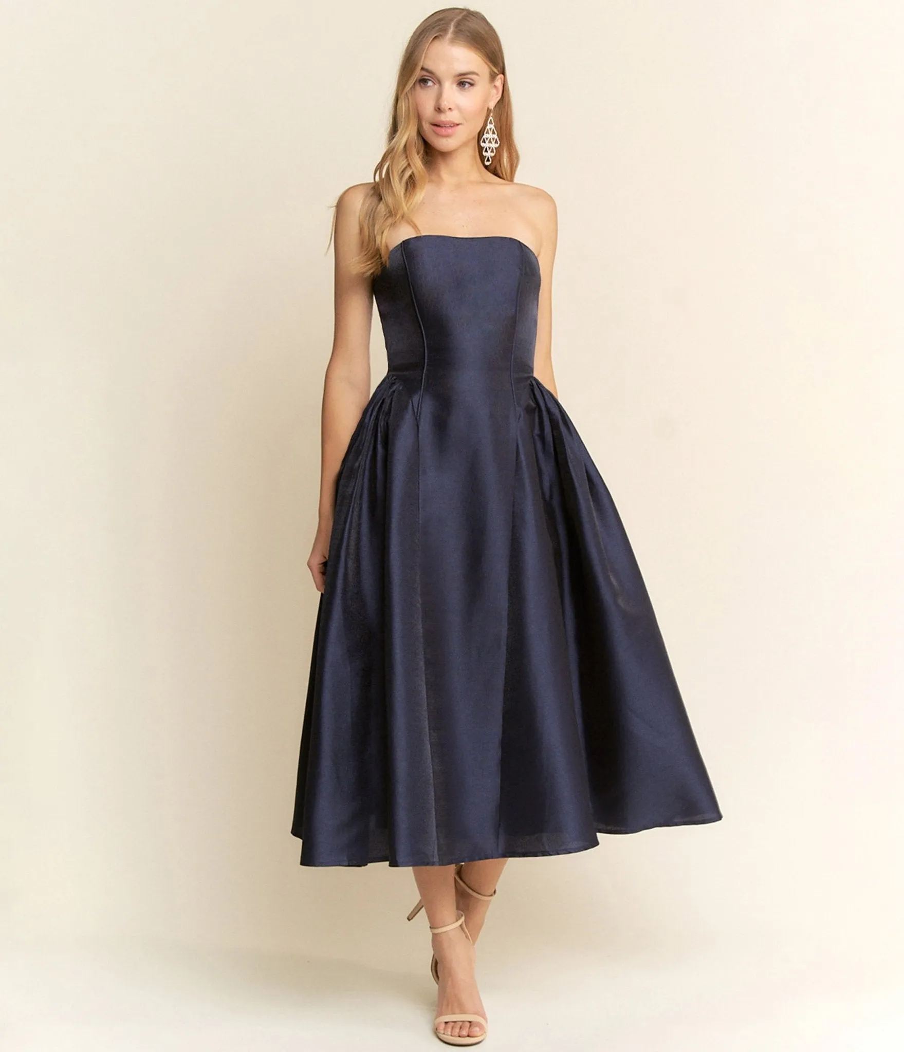 Navy Strapless Midi Dress sold by Unique Vintage product image thumbnail 3