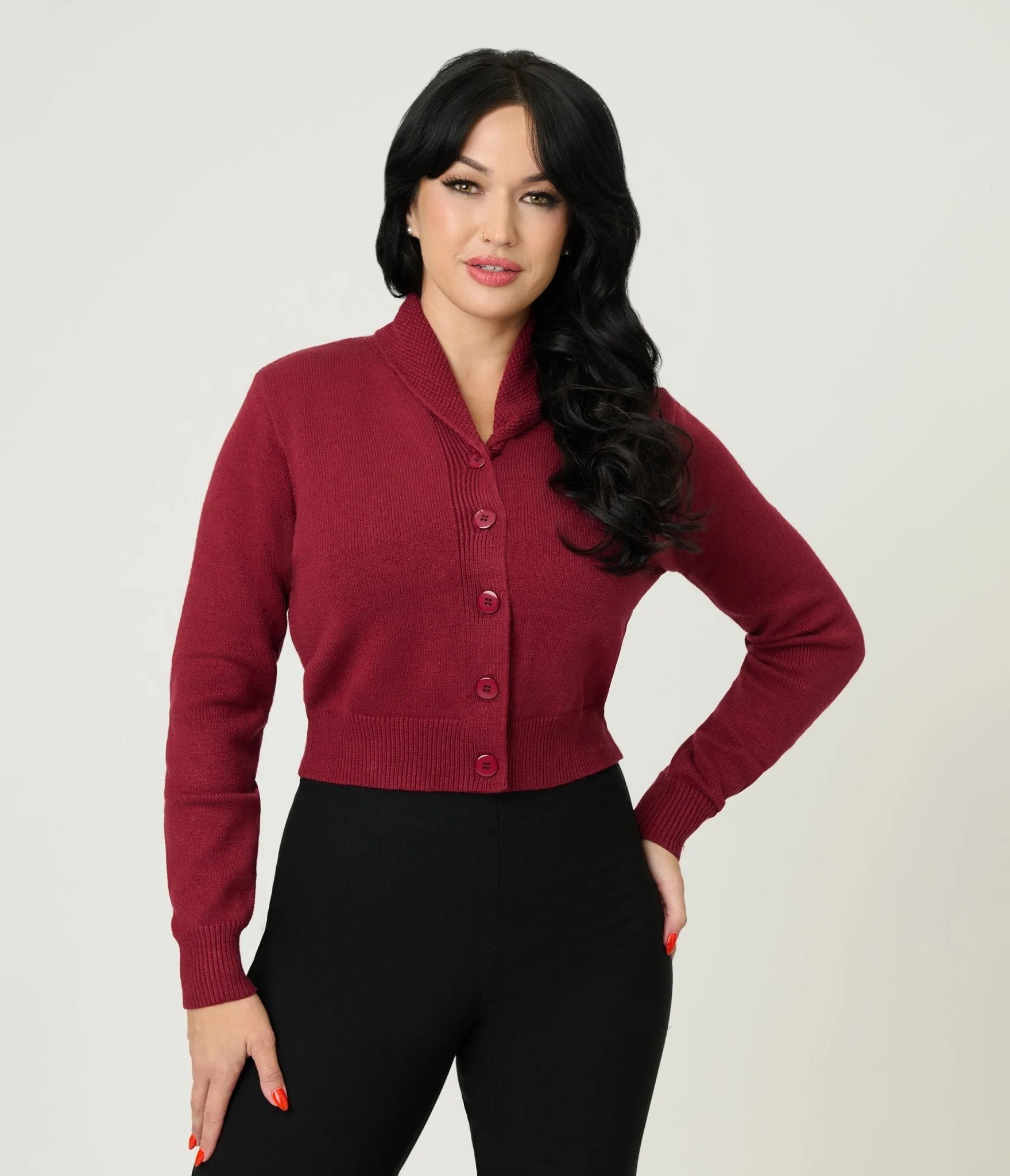 Royal Monk Burgundy Cardigan sold by Unique Vintage product image thumbnail 3