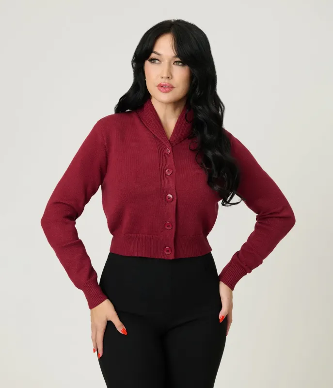 Royal Monk Burgundy Cardigan sold by Unique Vintage