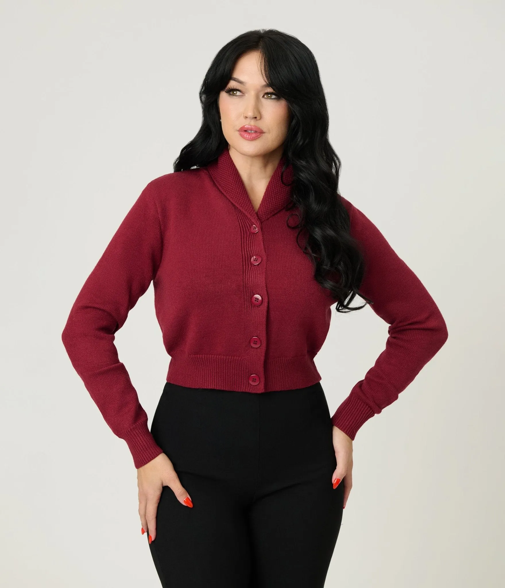 Royal Monk Burgundy Cardigan sold by Unique Vintage