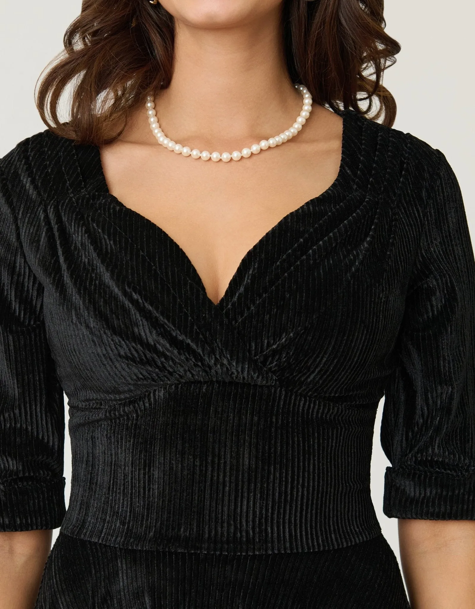 Unique Vintage Black Textured Velvet Delores Swing Dress sold by Unique Vintage product image thumbnail 5