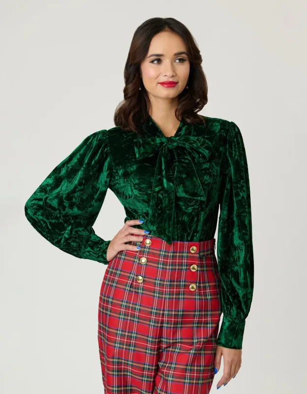 Unique Vintage Green Velvet Gwen Blouse sold by Unique Vintage
