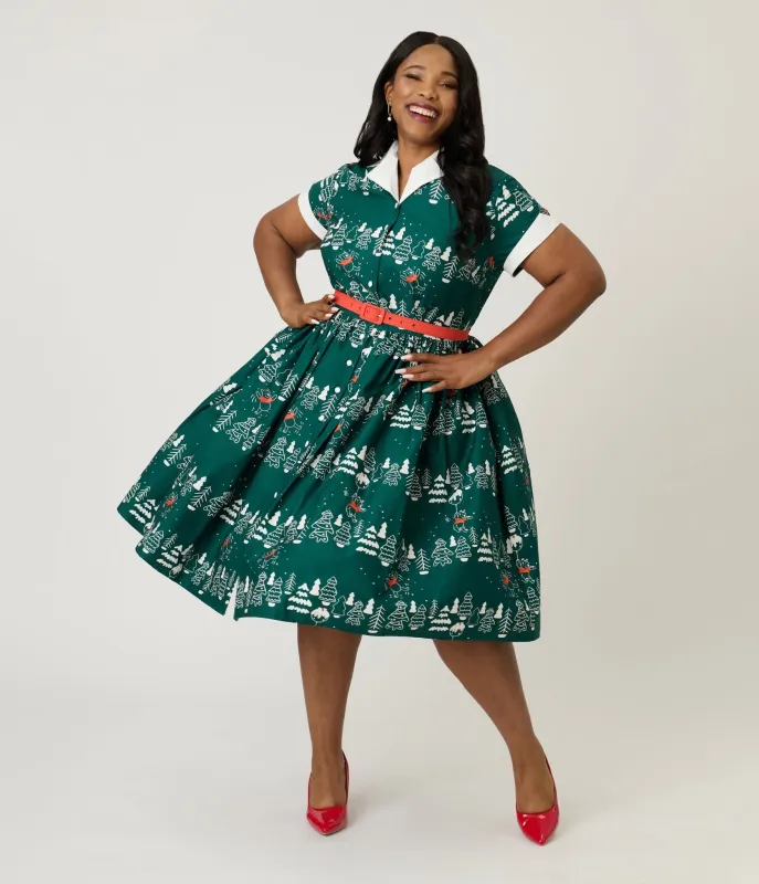 Disney Holiday Collection by Unique Vintage Plus Size Winnie The Pooh Belted Alexis Swing Dress sold by Unique Vintage