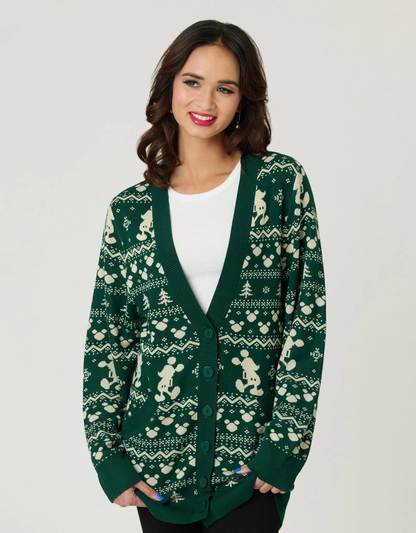 Disney Holiday Collection by Unique Vintage Green Winter Mickey Fair Isle Cardigan sold by Unique Vintage product image thumbnail 3