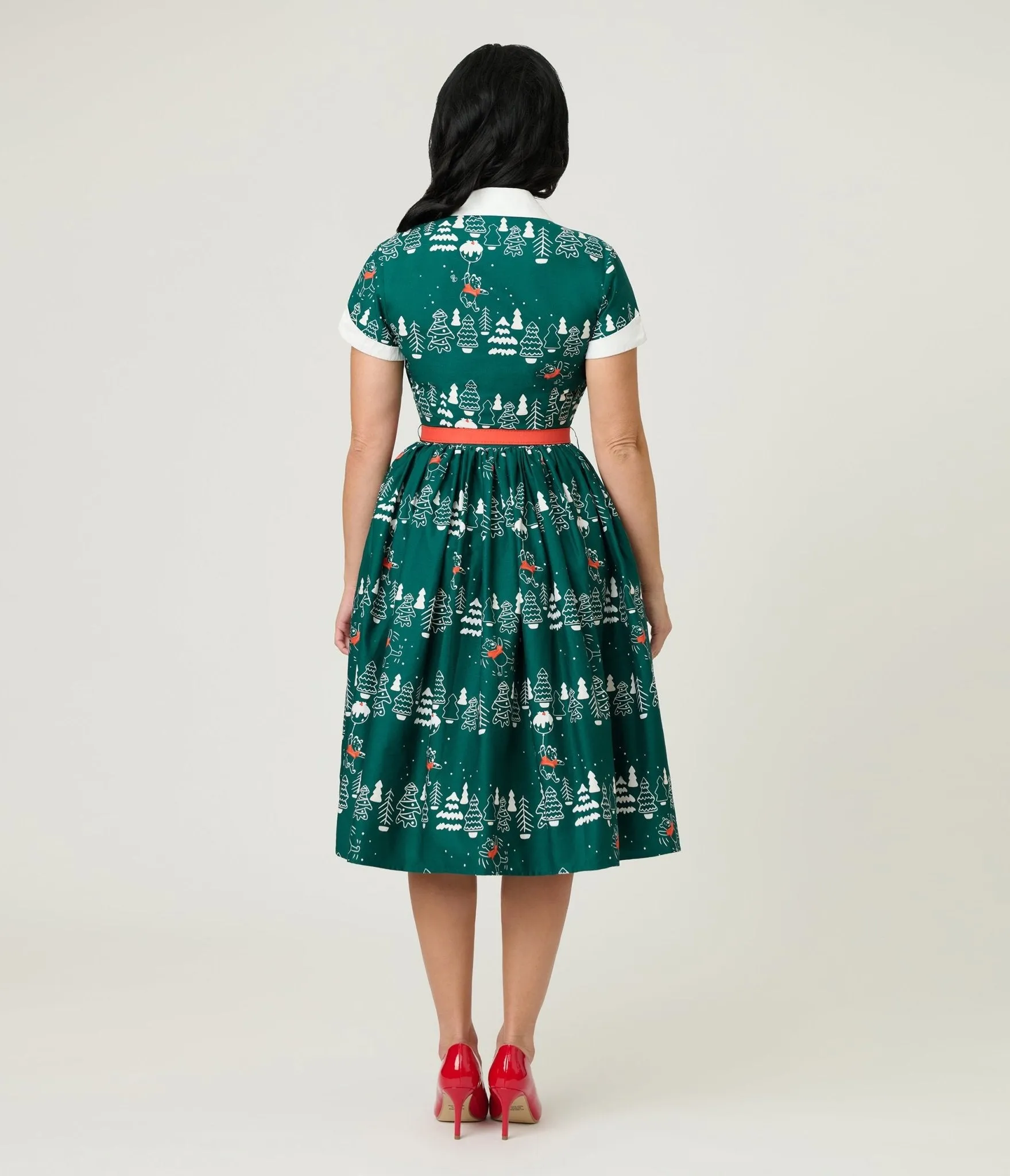 Disney Holiday Collection by Unique Vintage Winnie The Pooh Belted Alexis Swing Dress sold by Unique Vintage product image thumbnail 2