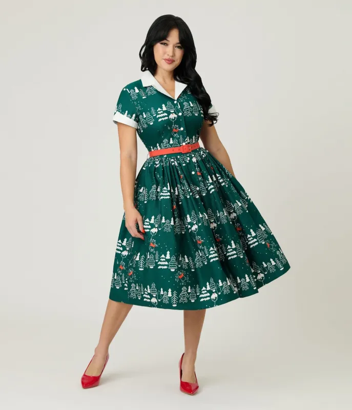 Disney Holiday Collection by Unique Vintage Winnie The Pooh Belted Alexis Swing Dress sold by Unique Vintage