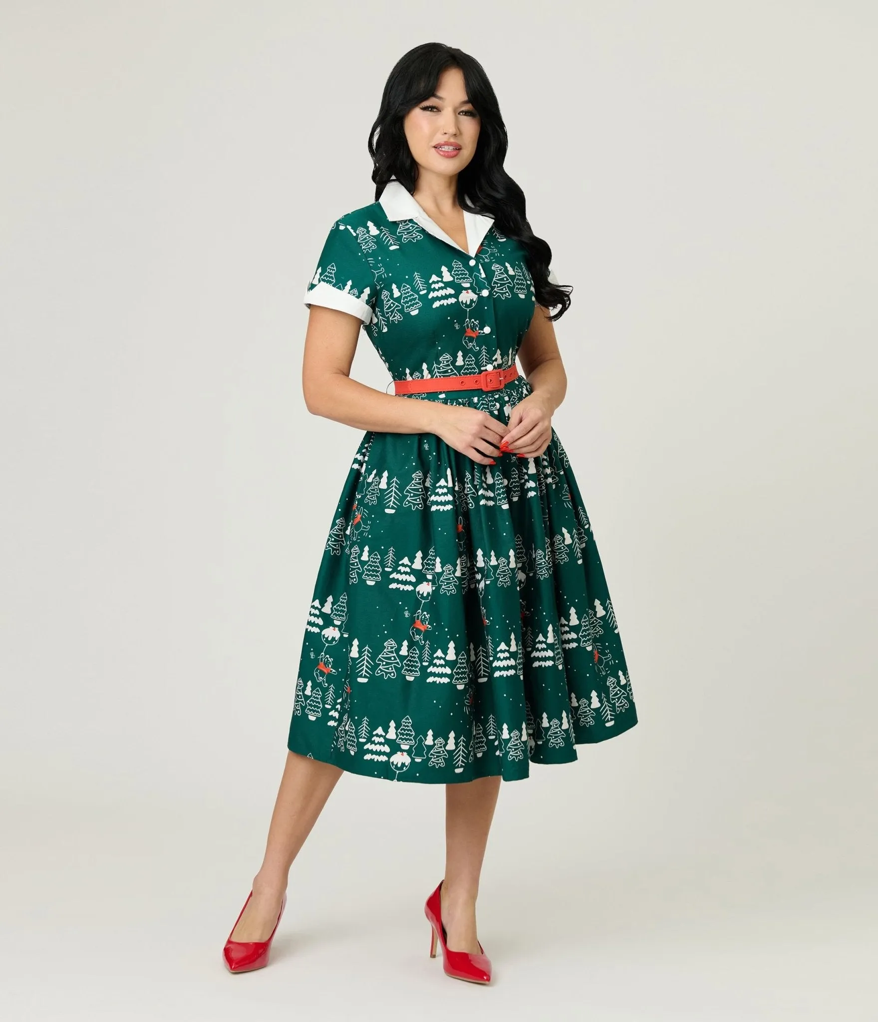 Disney Holiday Collection by Unique Vintage Winnie The Pooh Belted Alexis Swing Dress sold by Unique Vintage product image thumbnail 3