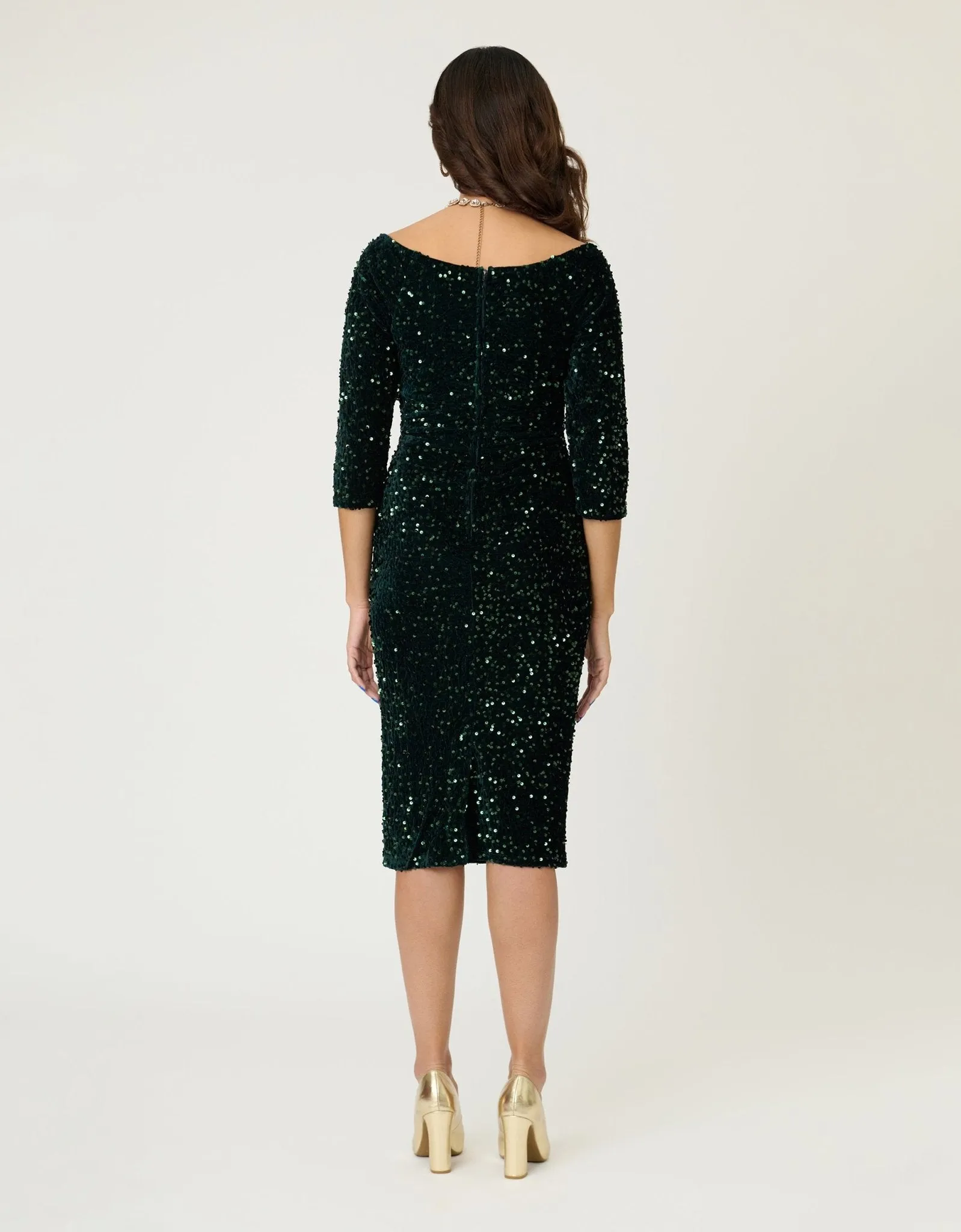 Unique Vintage Green Sequin Shailene Pencil Dress sold by Unique Vintage product image thumbnail 2