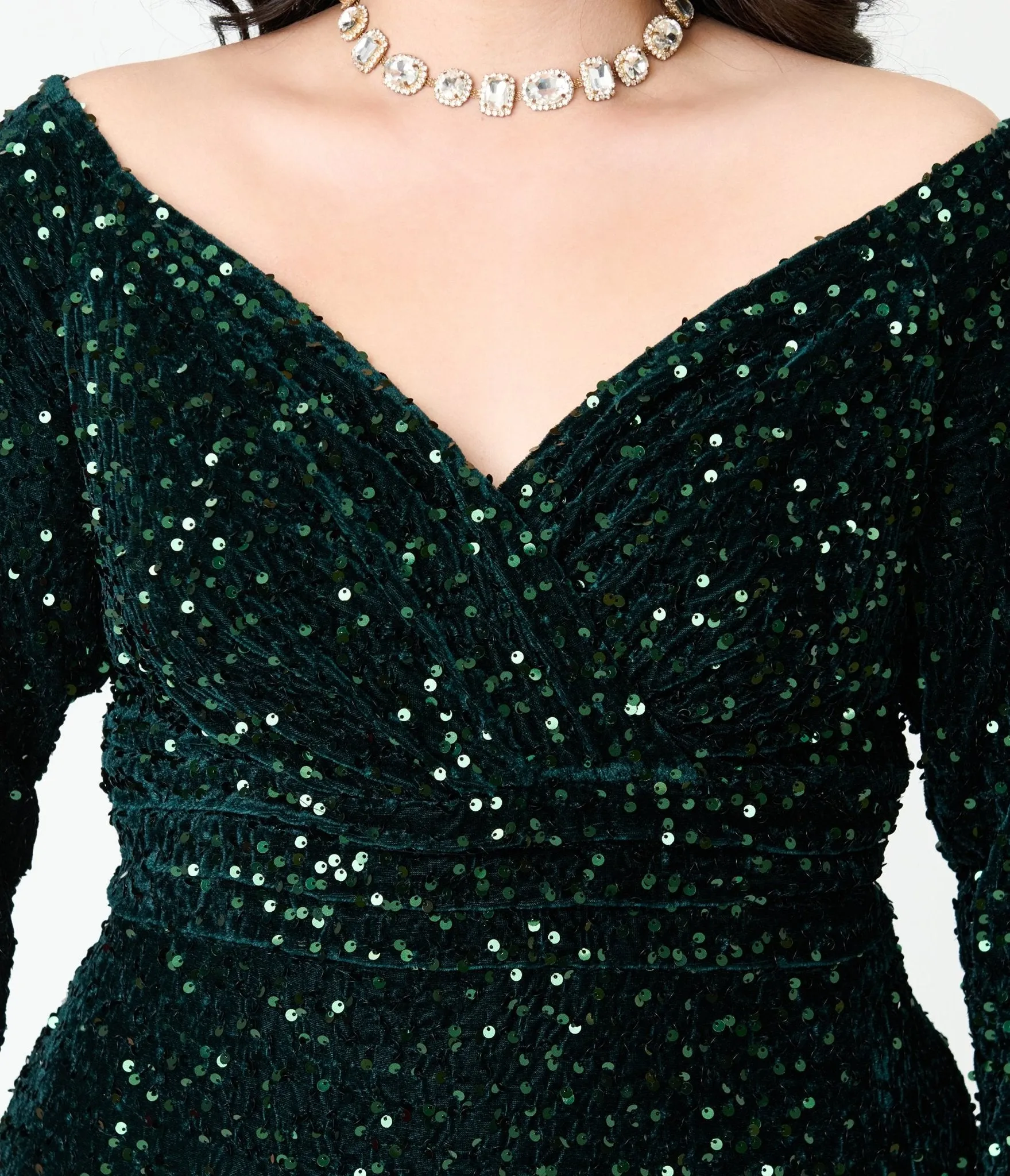 Unique Vintage Plus Size Green Sequin Shailene Pencil Dress sold by Unique Vintage product image thumbnail 5