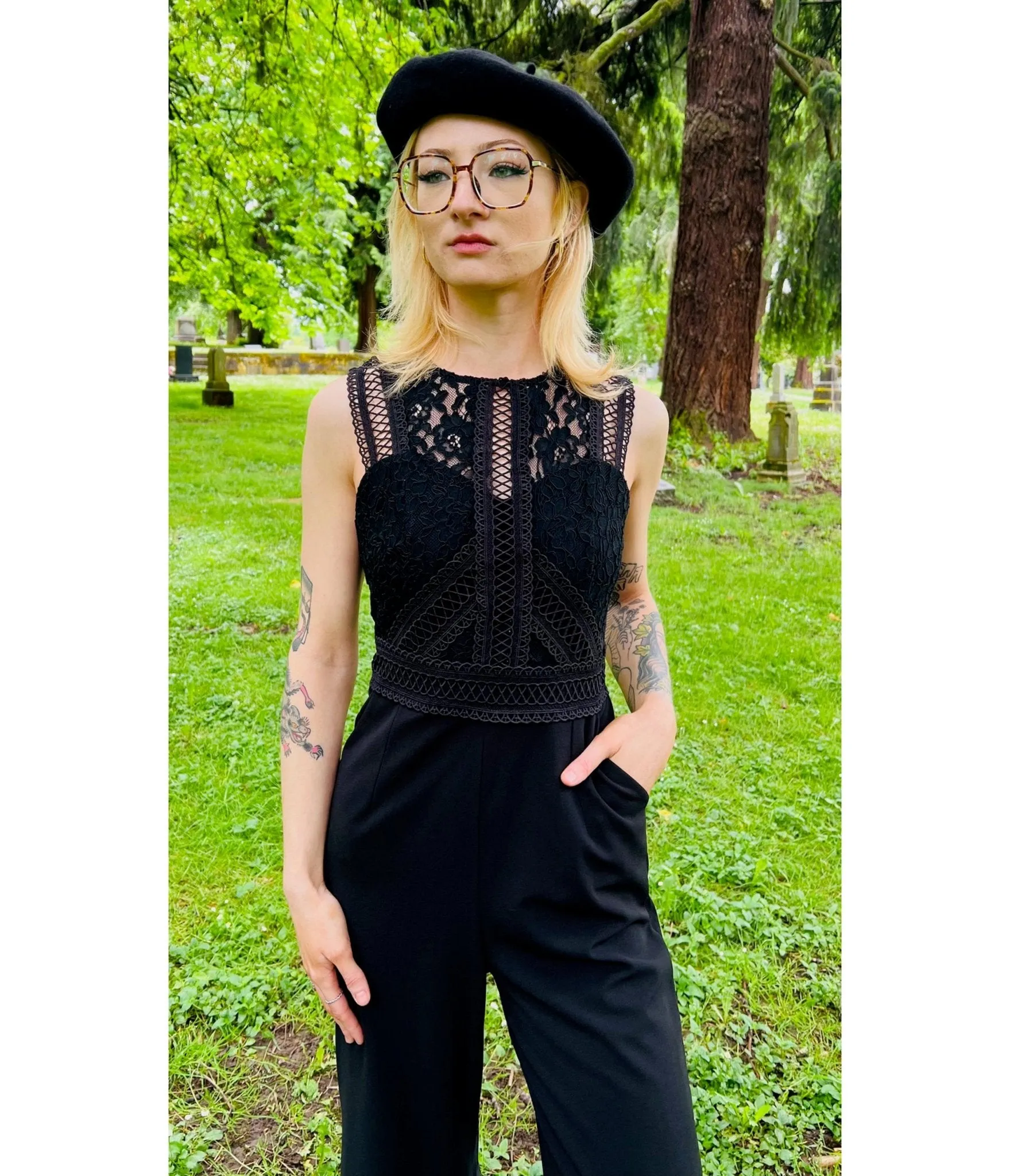 Witchwood Bags Black Branwen Romantic Goth Jumpsuit sold by Unique Vintage product image thumbnail 3