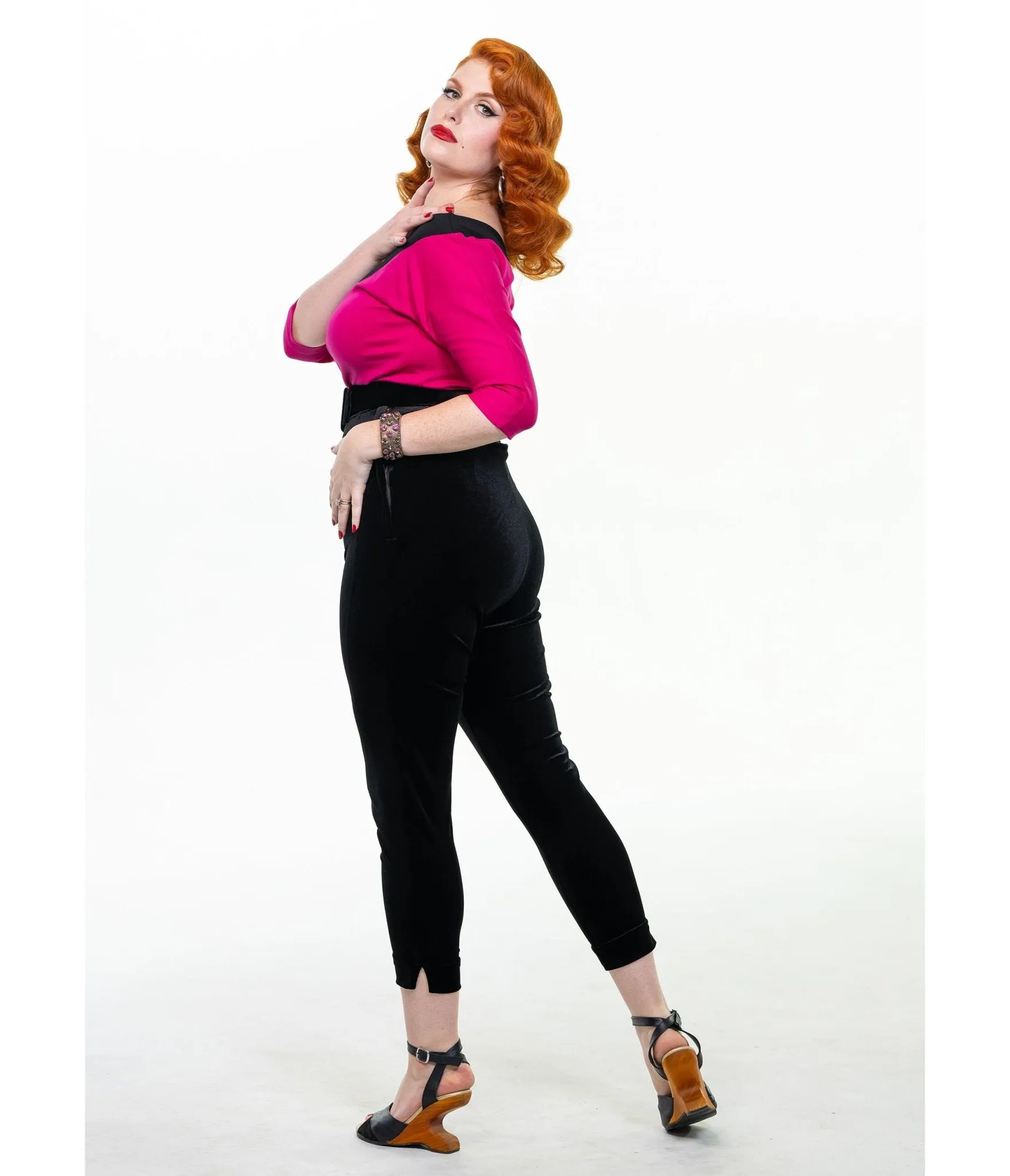 Black Velvet Pinup Cigarette Pants sold by Unique Vintage product image thumbnail 5