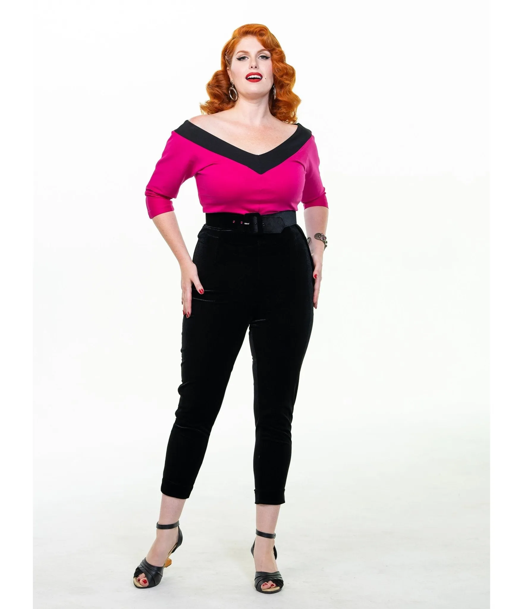 Black Velvet Pinup Cigarette Pants sold by Unique Vintage product image thumbnail 4