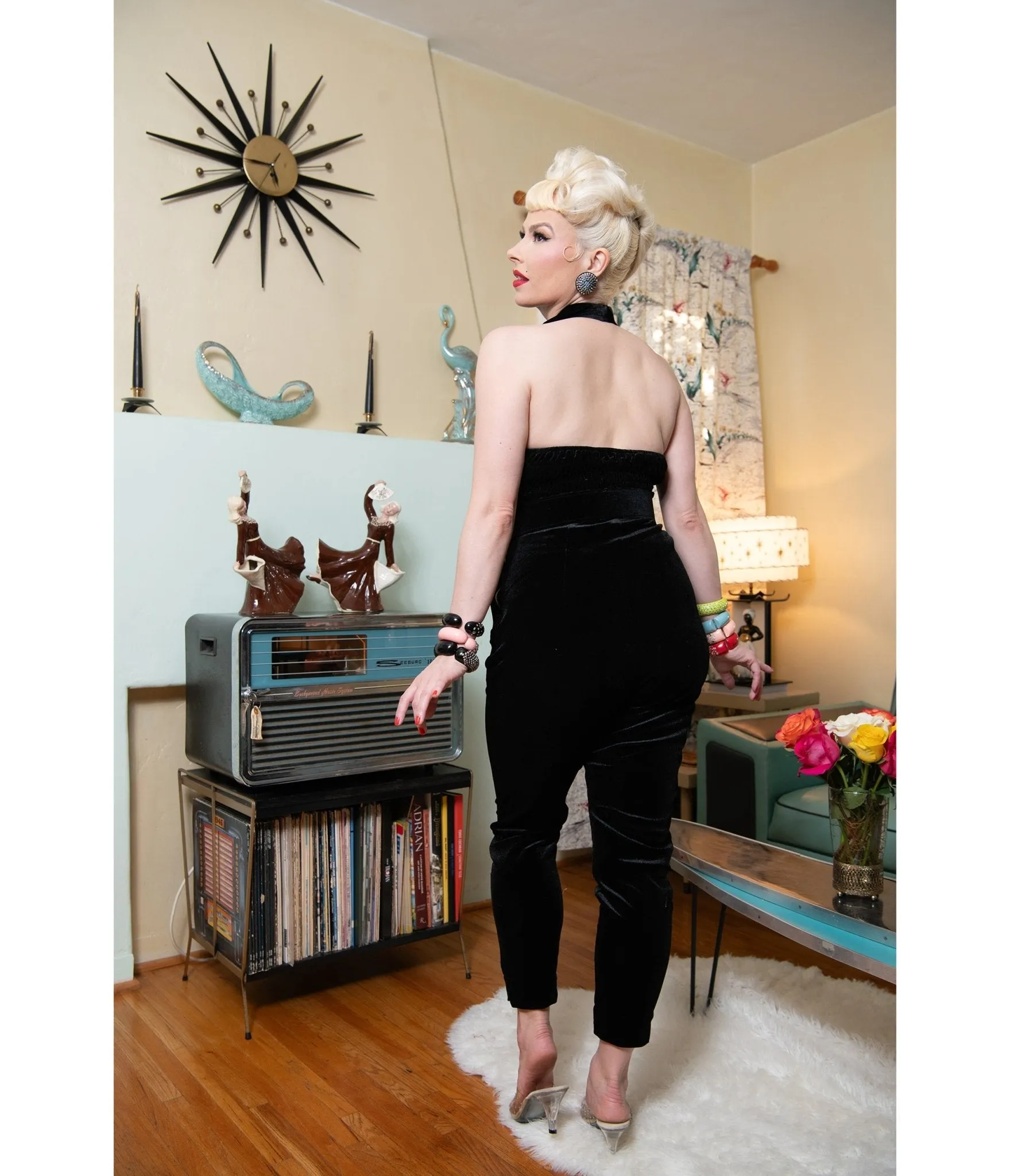 Black Velvet Pinup Cigarette Pants sold by Unique Vintage product image thumbnail 3