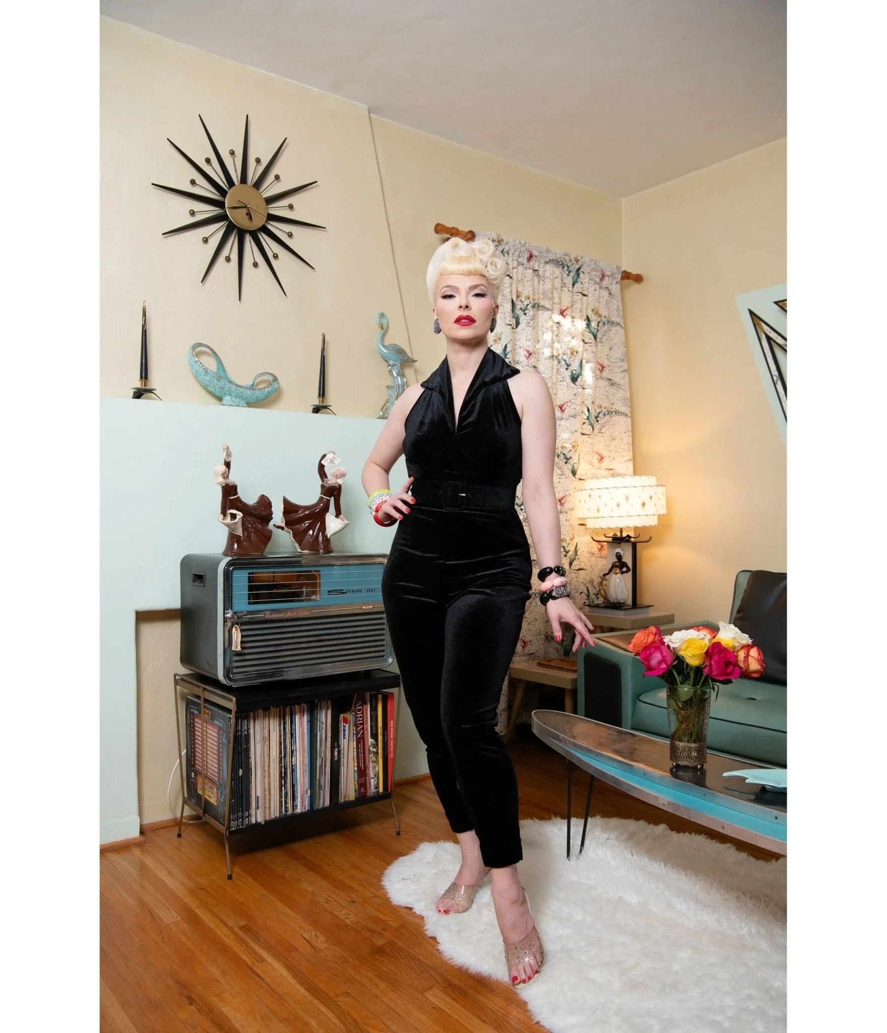 Black Velvet Pinup Cigarette Pants sold by Unique Vintage product image thumbnail 2