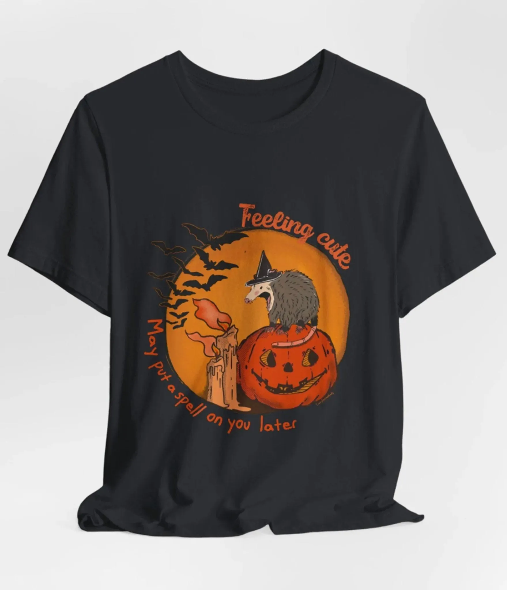 Feeling Cute May Put A Spell On You Opossum Unisex Graphic Tee sold by Unique Vintage product image thumbnail 2