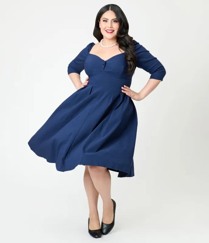 Unique Vintage Navy Lamar Swing Dress sold by Unique Vintage