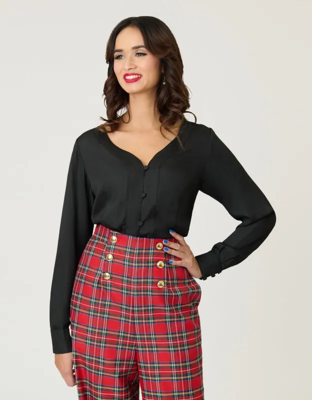 Unique Vintage Black Long Sleeve Blouse sold by Unique Vintage