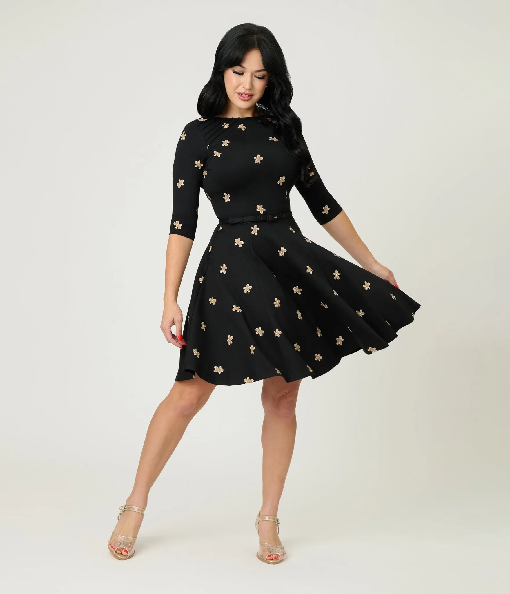 Unique Vintage Gingerbread Man Print Stephanie Fit & Flare Dress sold by Unique Vintage product image thumbnail 3