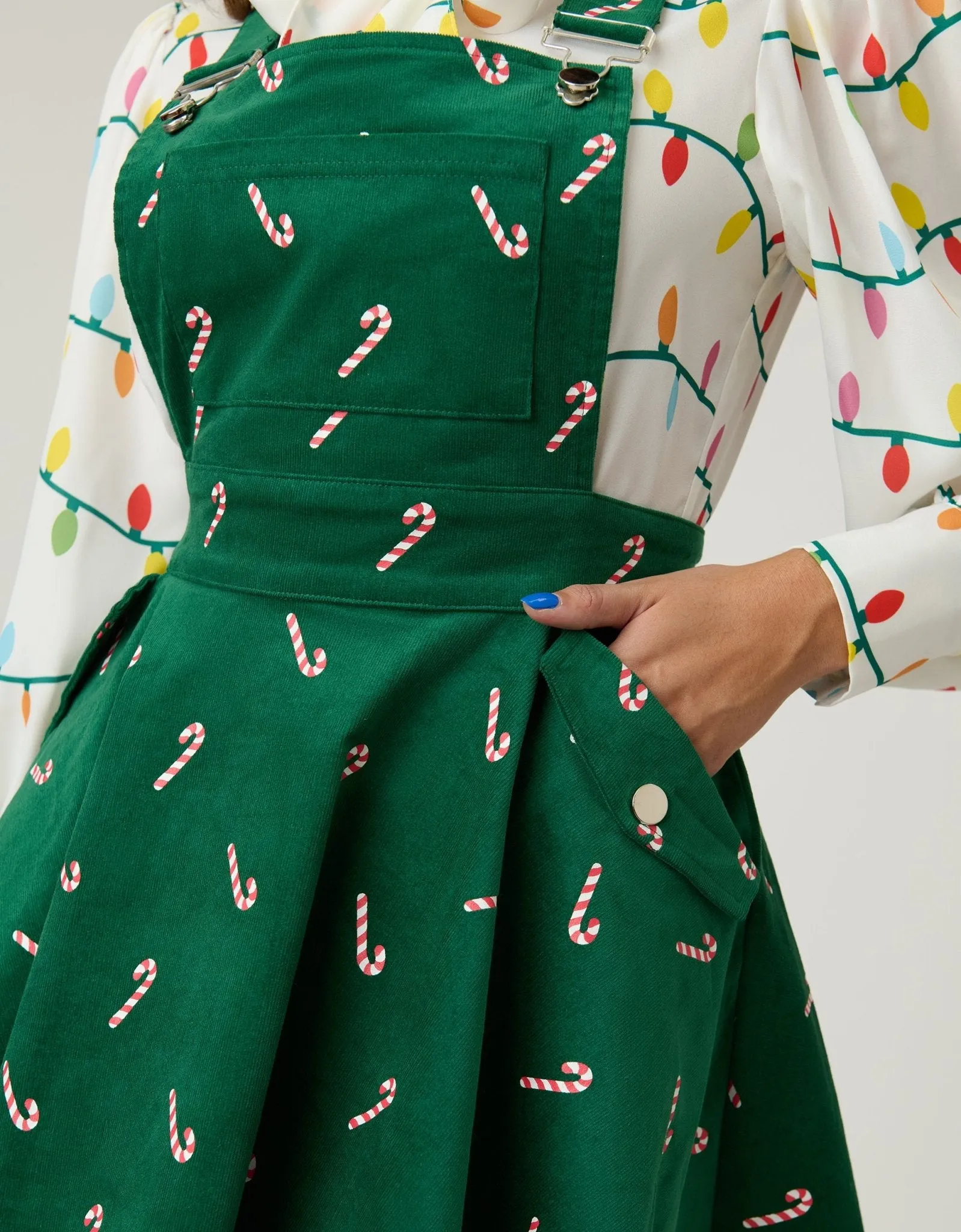 Unique Vintage Green & Candy Cane Stamp Brionne Pinafore Skirt sold by Unique Vintage product image thumbnail 5
