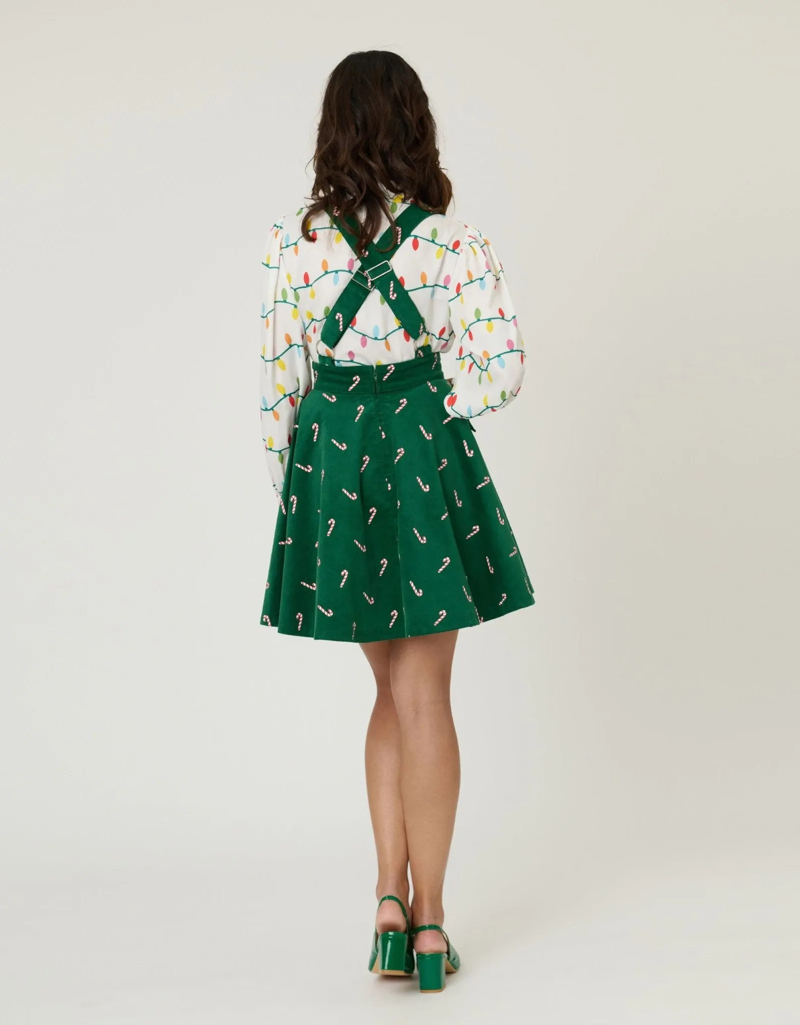 Unique Vintage Green & Candy Cane Stamp Brionne Pinafore Skirt sold by Unique Vintage product image thumbnail 2