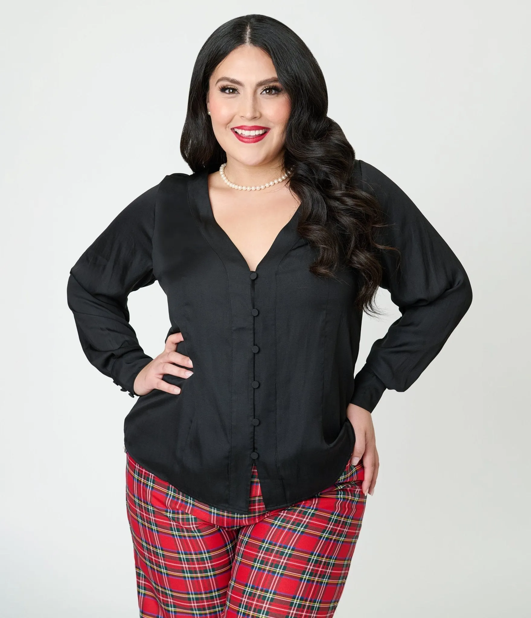 Unique Vintage Plus Size Black Long Sleeve Blouse sold by Unique Vintage product image thumbnail 3