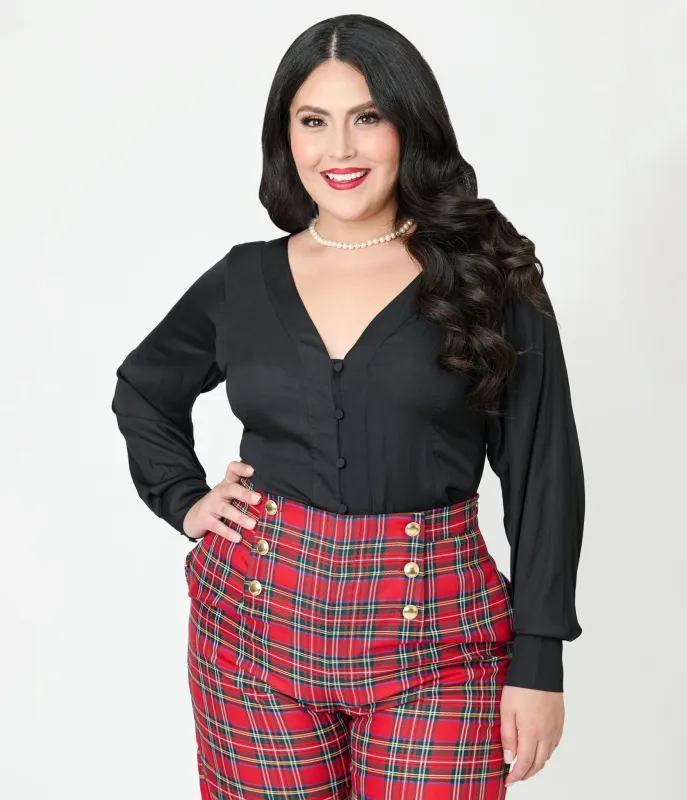 Unique Vintage Plus Size Black Long Sleeve Blouse sold by Unique Vintage