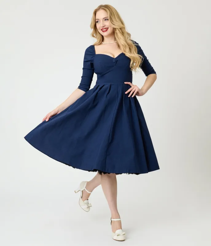 Unique Vintage Navy Lamar Swing Dress sold by Unique Vintage