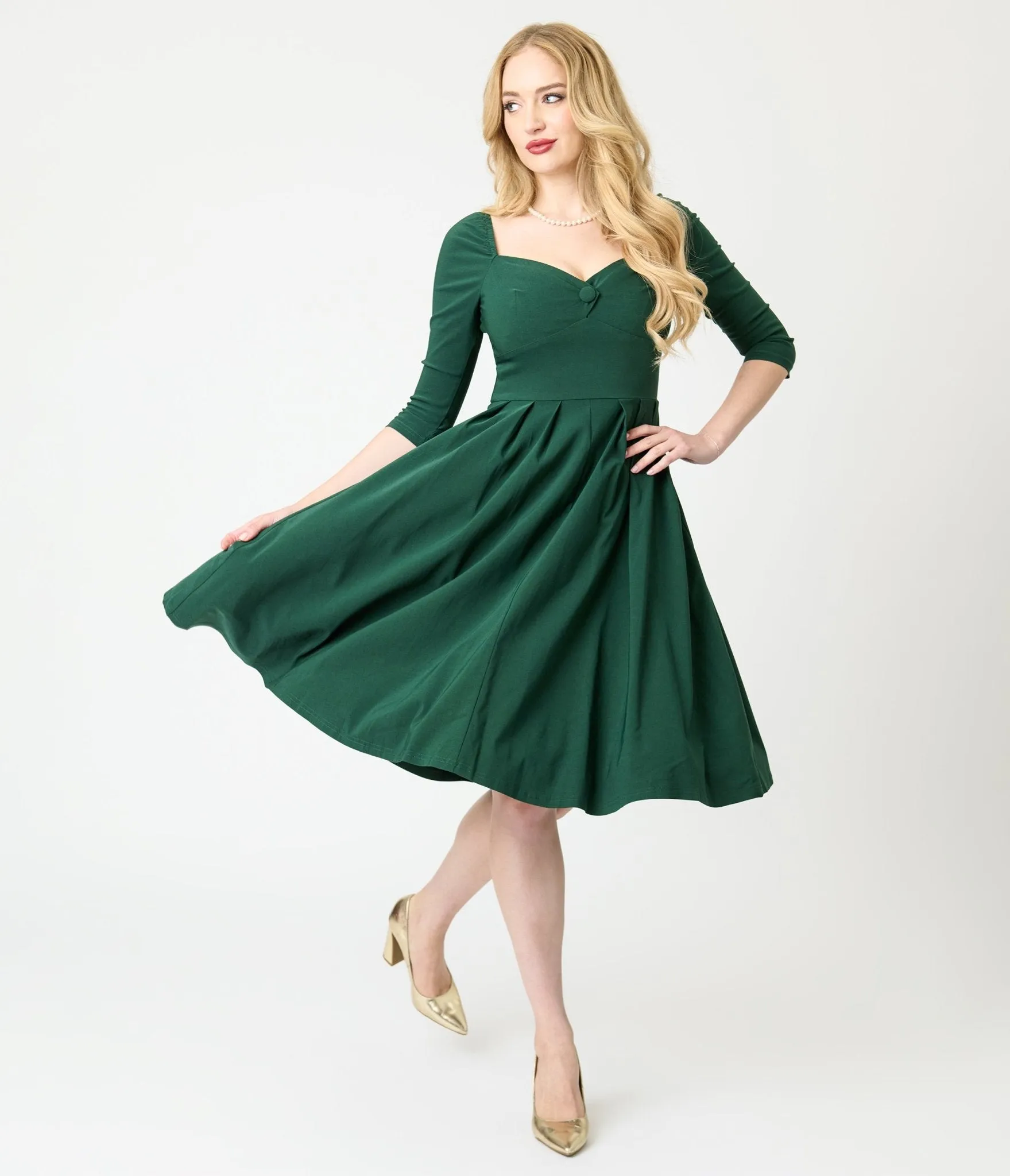 Unique Vintage Forest Green Lamar Swing Dress sold by Unique Vintage product image thumbnail 4