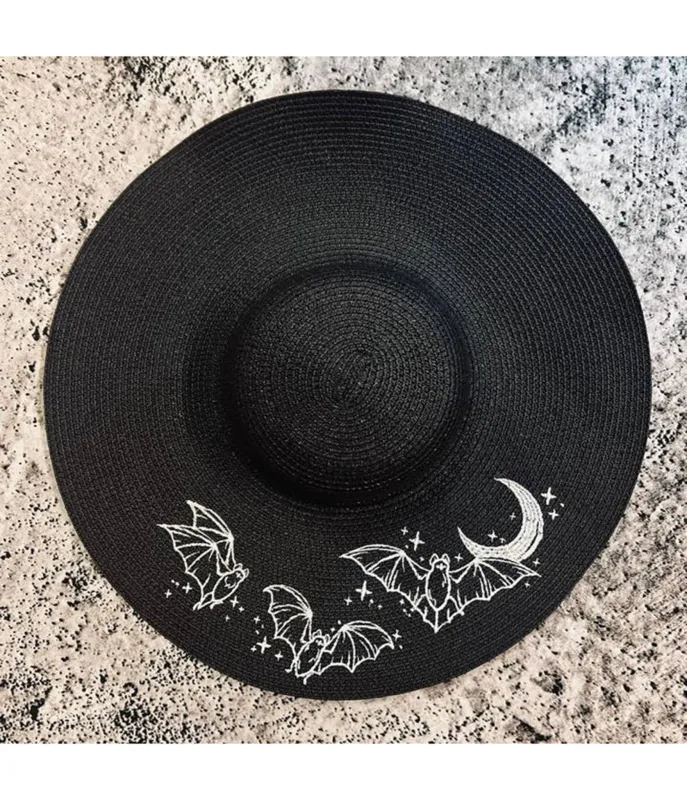 Witchwood Bags Black Bat Moon Sun Hat sold by Unique Vintage