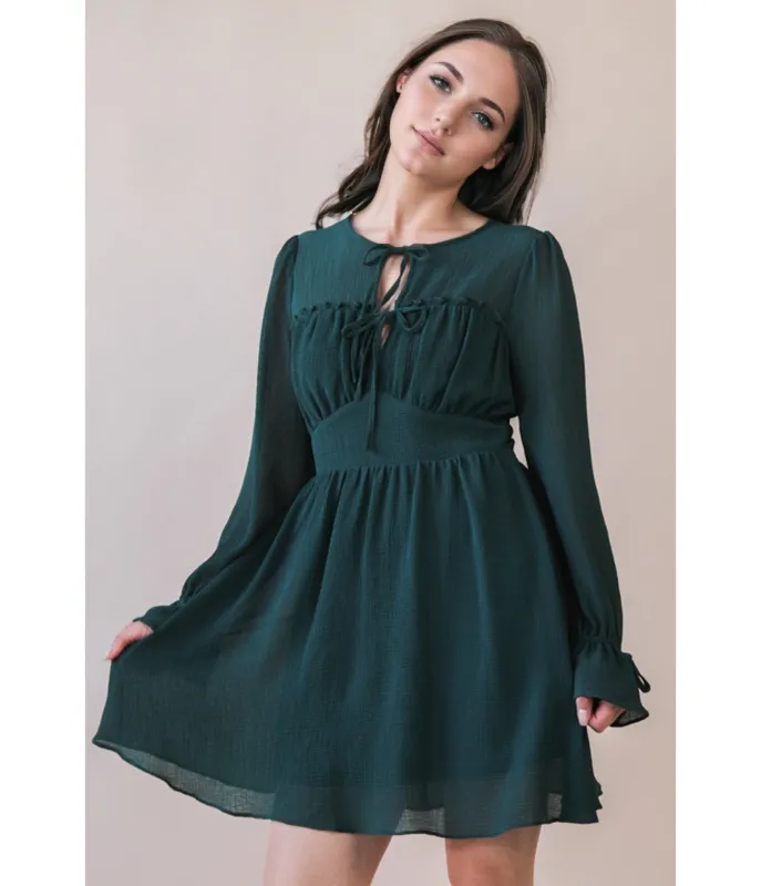 Forest Green Long Sleeve Mini Dress sold by Unique Vintage