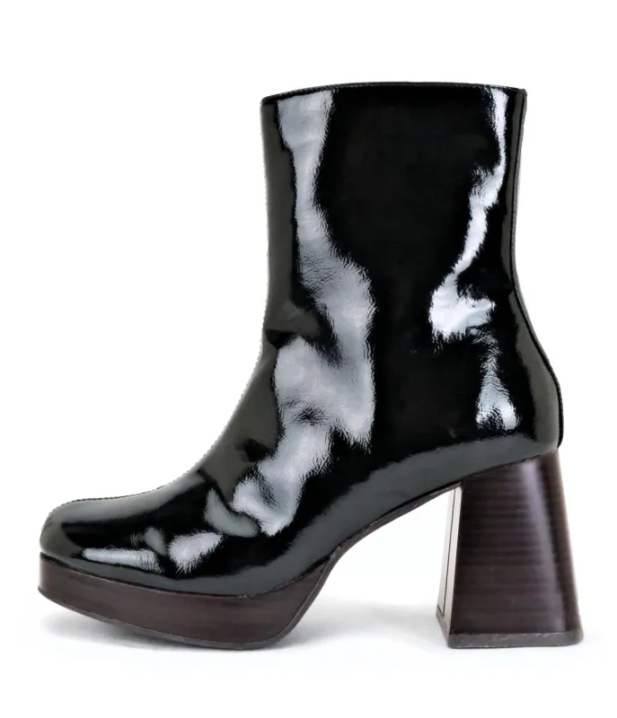 Black Patent Leatherette Ankle Booties sold by Unique Vintage