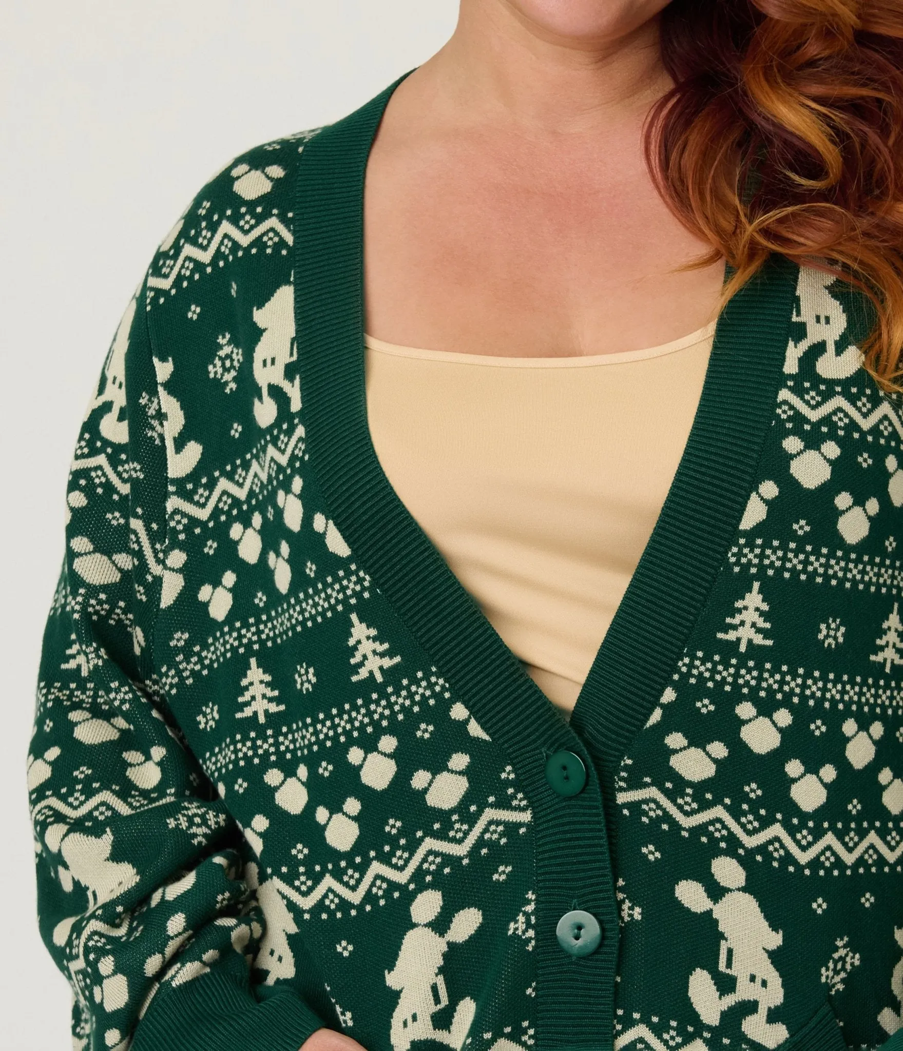 Disney Holiday Collection by Unique Vintage Plus Size Green Winter Mickey Fair Isle Cardigan sold by Unique Vintage product image thumbnail 4