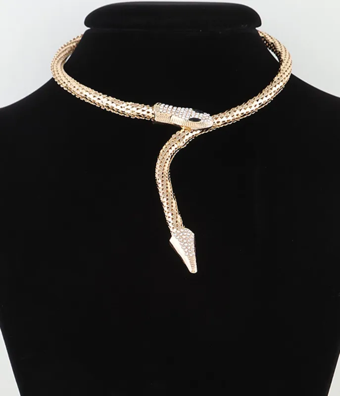 Gold Jeweled Snake Wrap Necklace sold by Unique Vintage