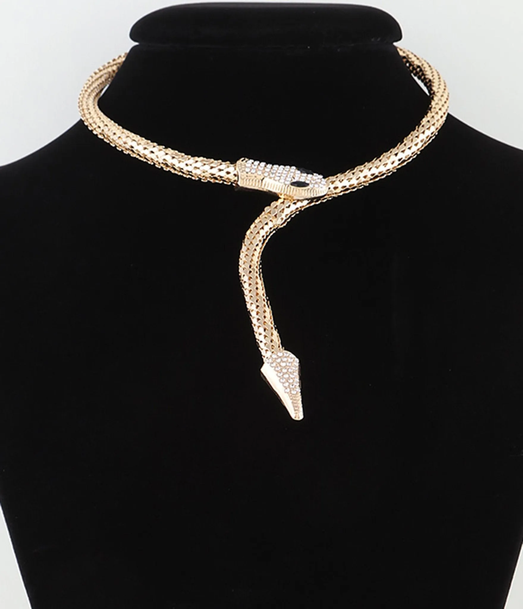 Gold Jeweled Snake Wrap Necklace sold by Unique Vintage