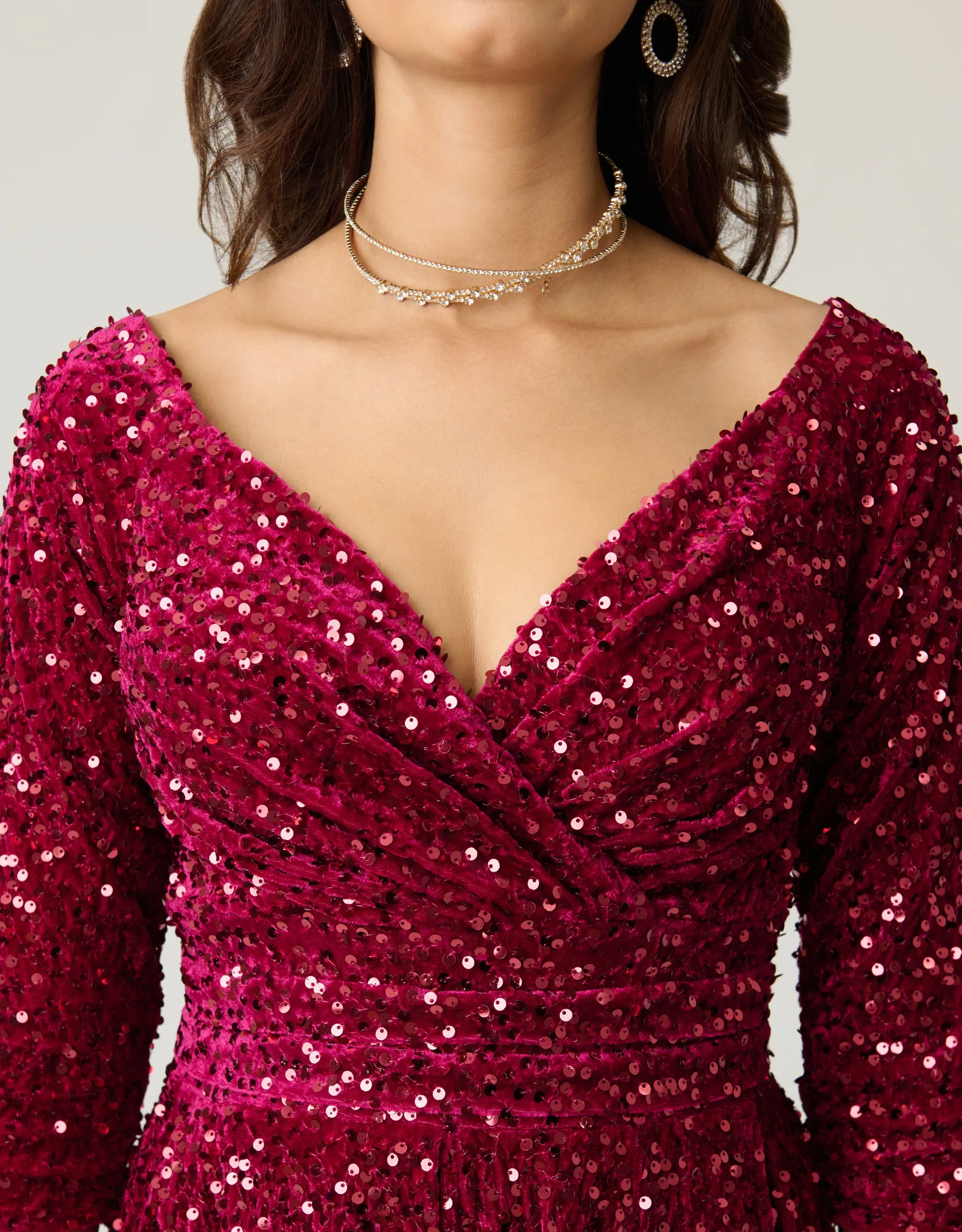 Unique Vintage Burgundy Velvet Sequin Marceline Swing Dress sold by Unique Vintage product image thumbnail 4