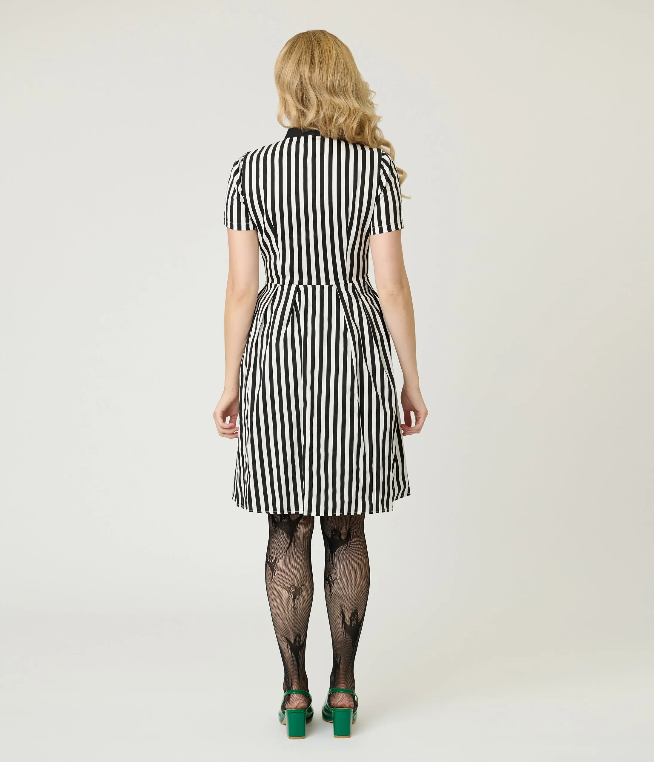 Black & White Stripe Flare Dress sold by Unique Vintage product image thumbnail 2