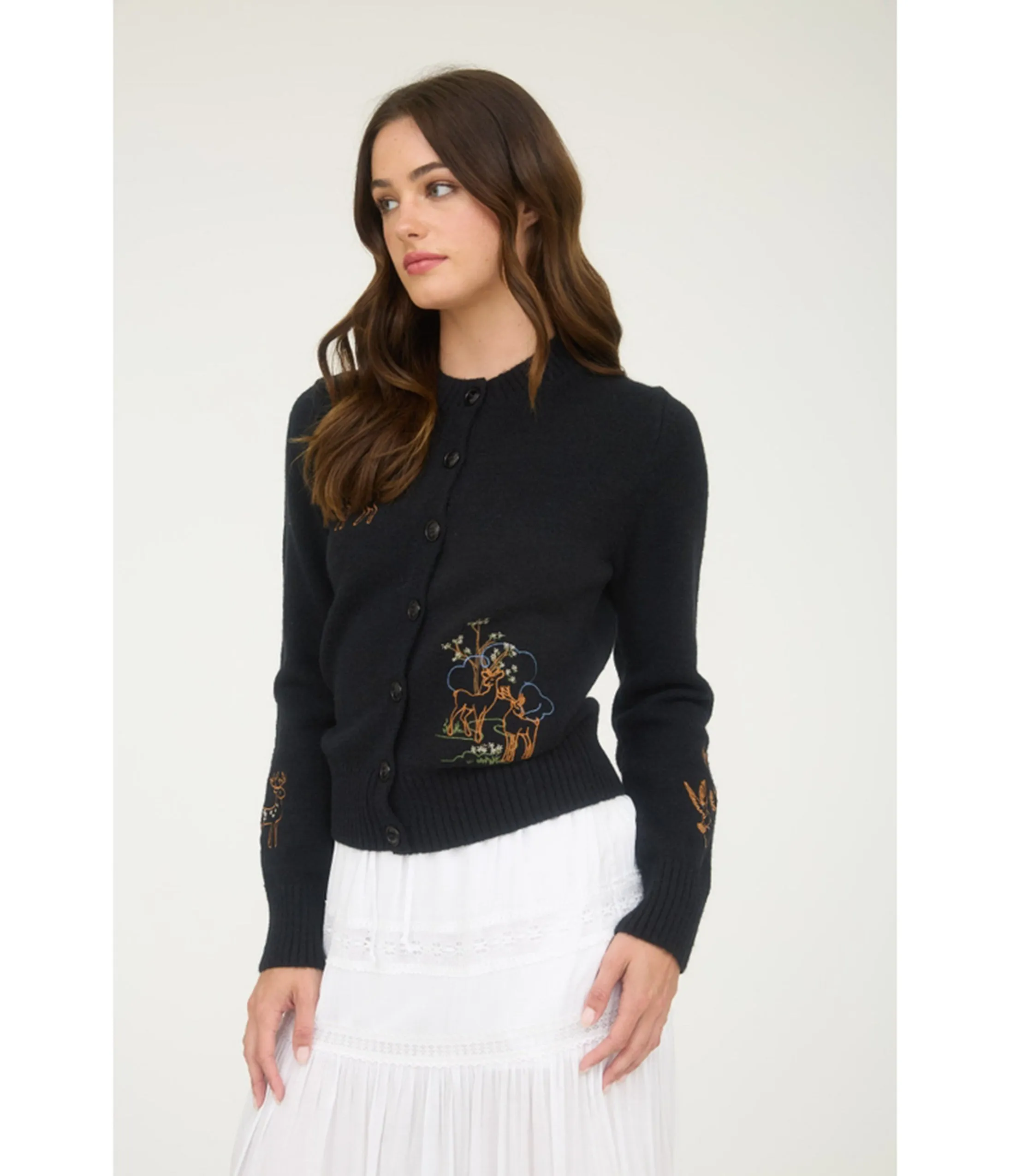 Black Deer Embroidered Cardigan sold by Unique Vintage product image thumbnail 3
