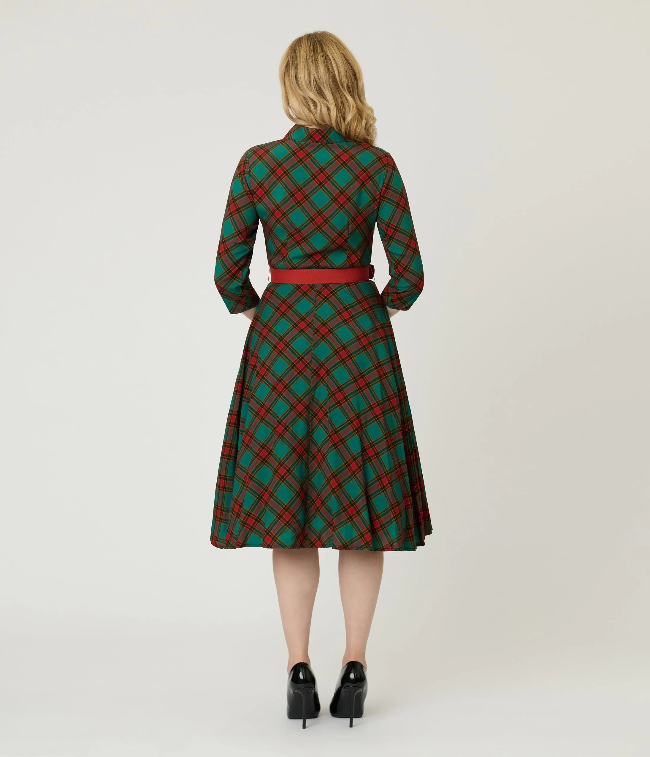 Unique Vintage Green & Red Bias Plaid Swing Dress sold by Unique Vintage product image thumbnail 2