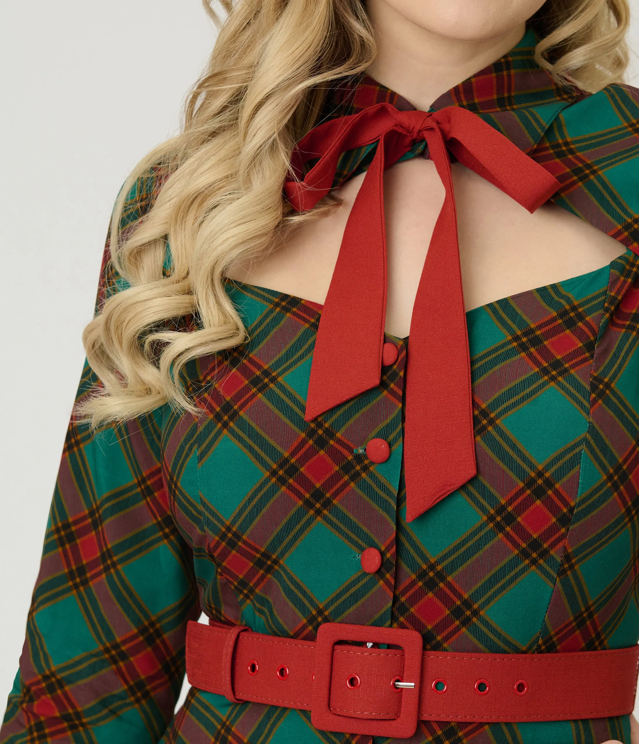Unique Vintage Green & Red Bias Plaid Swing Dress sold by Unique Vintage product image thumbnail 5