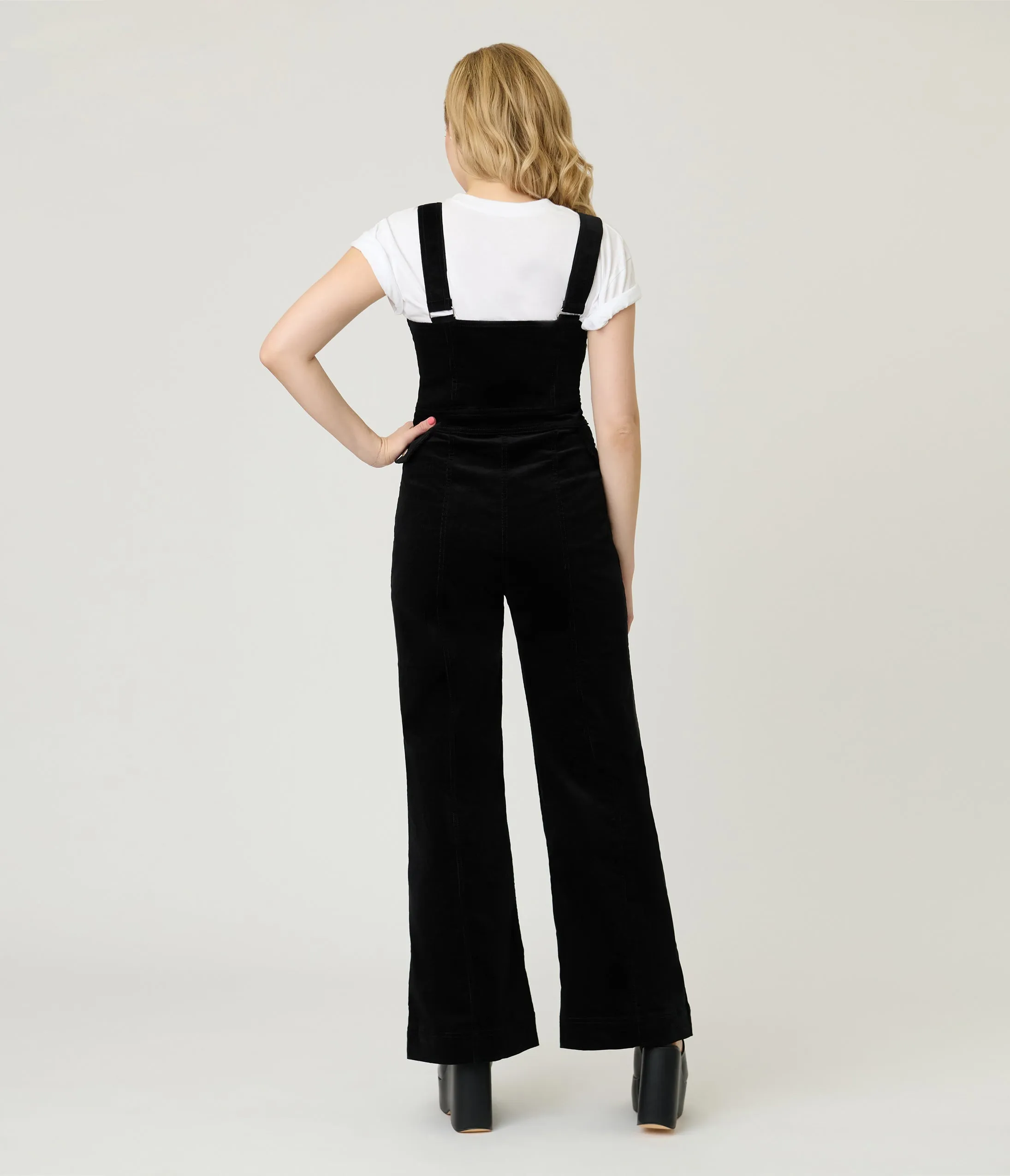 Smak Parlour Black Corduroy Wide Leg Dungarees sold by Unique Vintage product image thumbnail 2