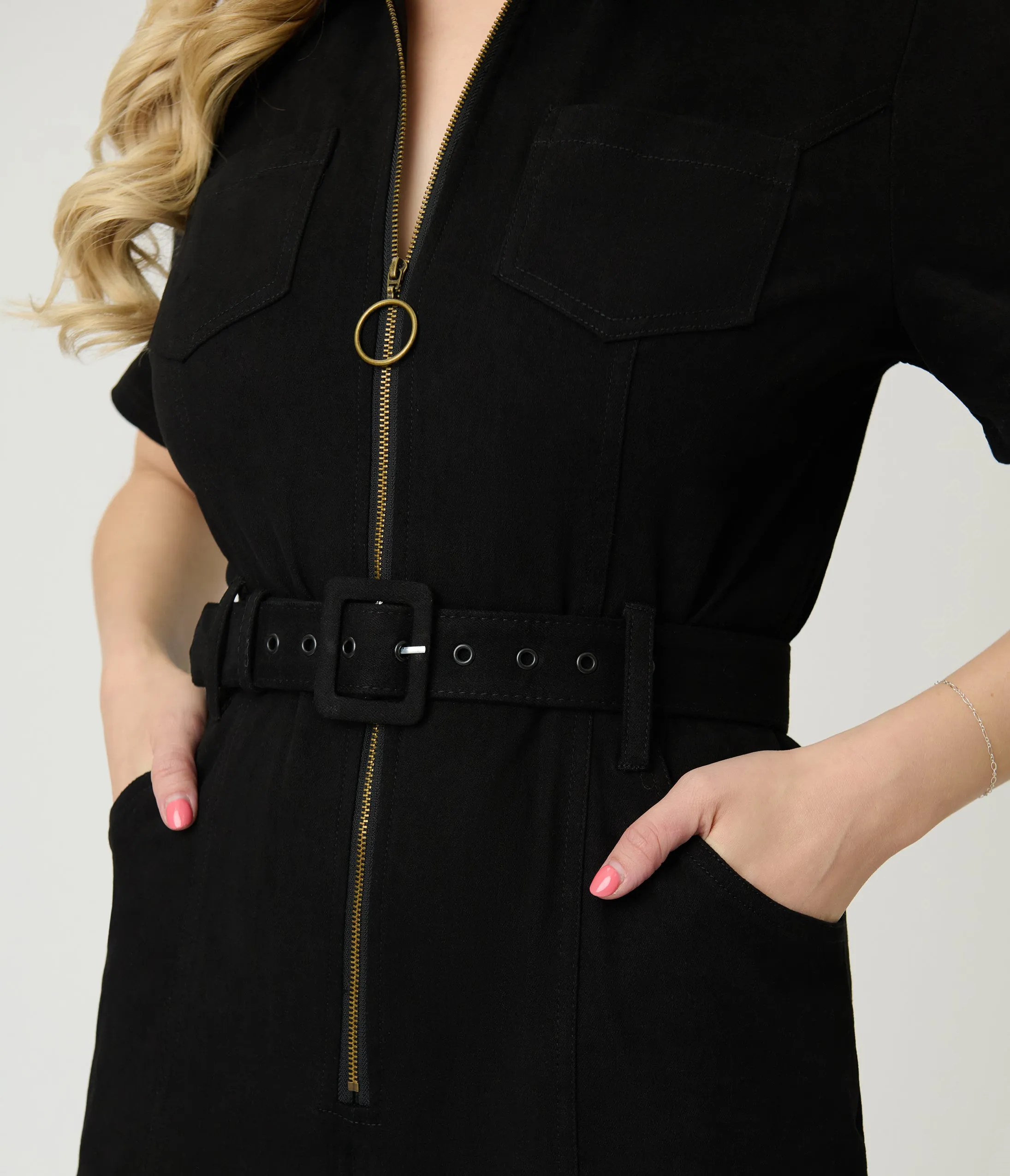 Unique Vintage Black Denim Belted Jumpsuit sold by Unique Vintage product image thumbnail 4