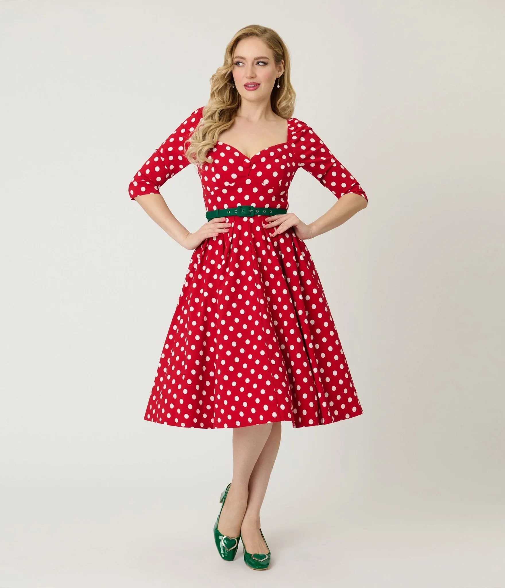 Unique Vintage Red & White Dot Lamar Swing Dress sold by Unique Vintage product image thumbnail 3