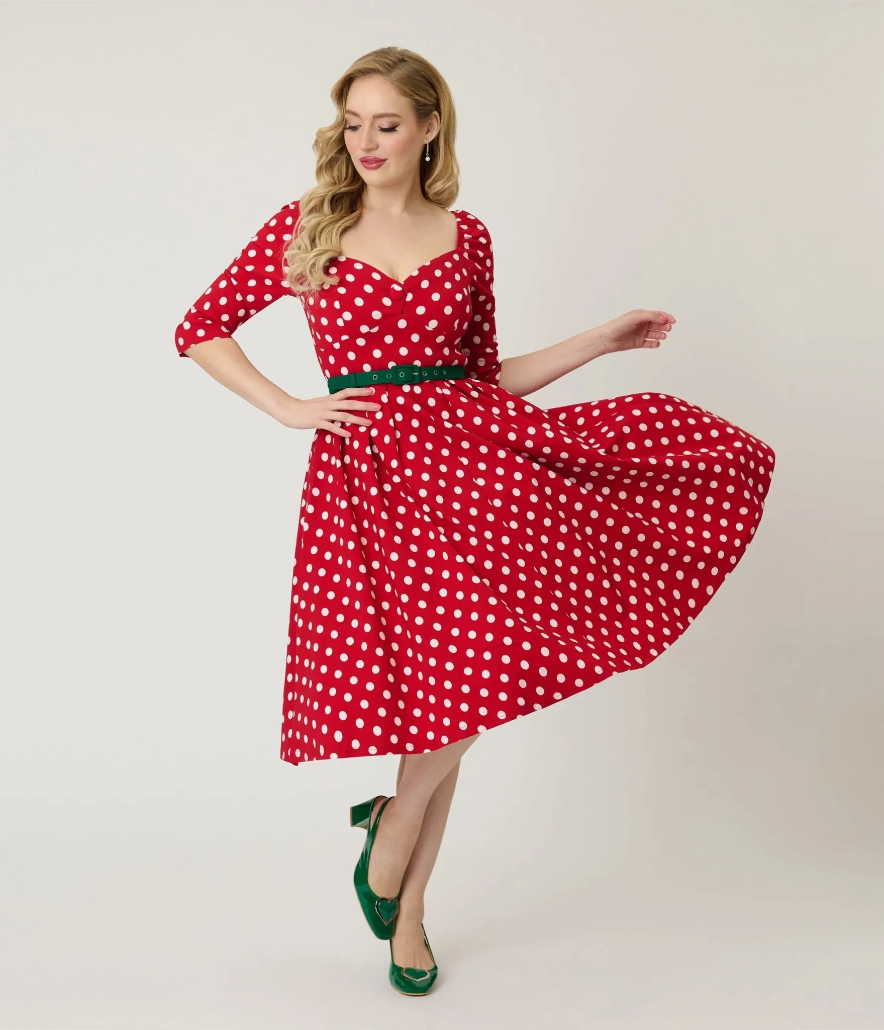 Unique Vintage Red & White Dot Lamar Swing Dress sold by Unique Vintage product image thumbnail 4