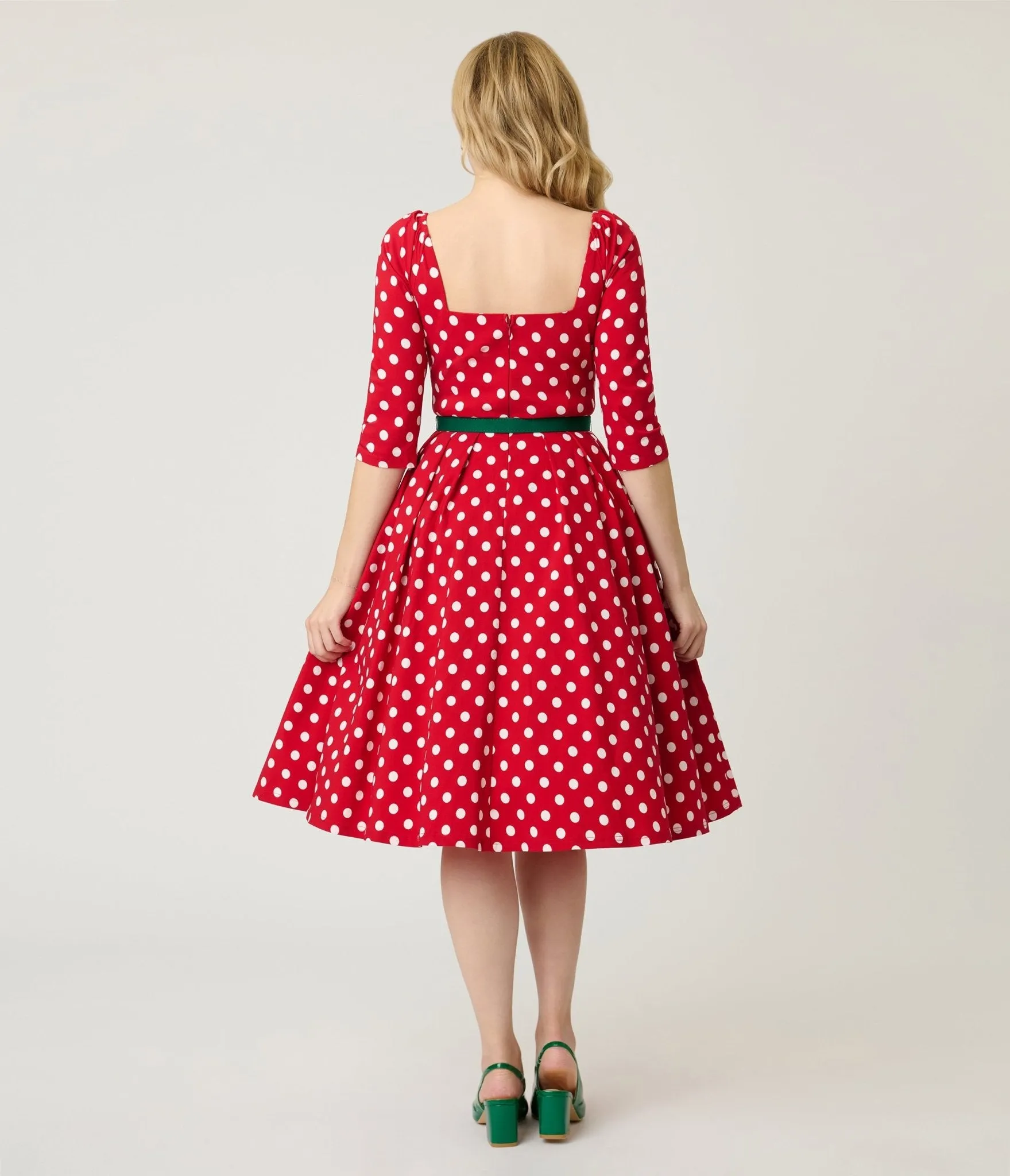 Unique Vintage Red & White Dot Lamar Swing Dress sold by Unique Vintage product image thumbnail 2