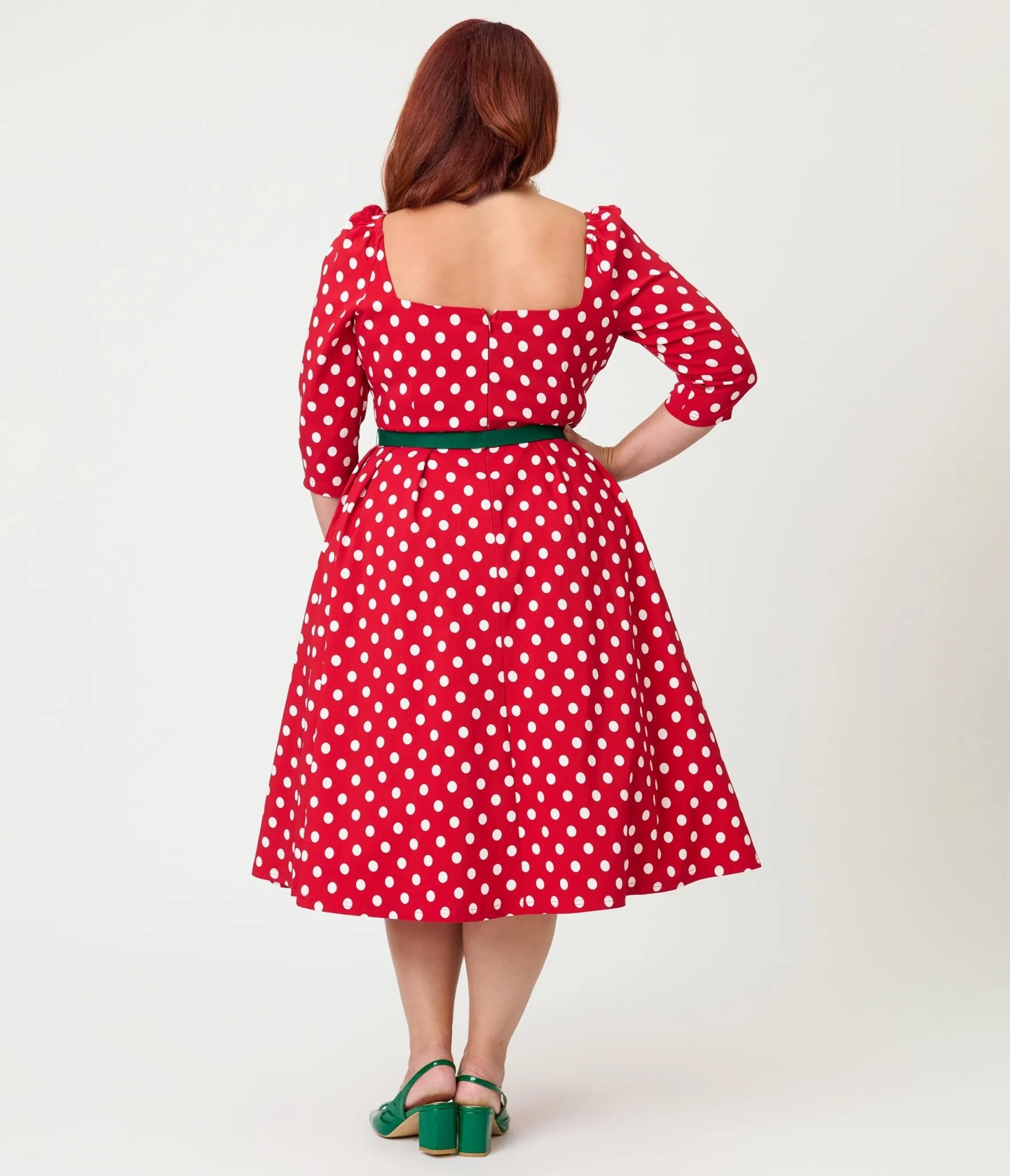 Unique Vintage Plus Size Red & White Dot Lamar Swing Dress sold by Unique Vintage product image thumbnail 2