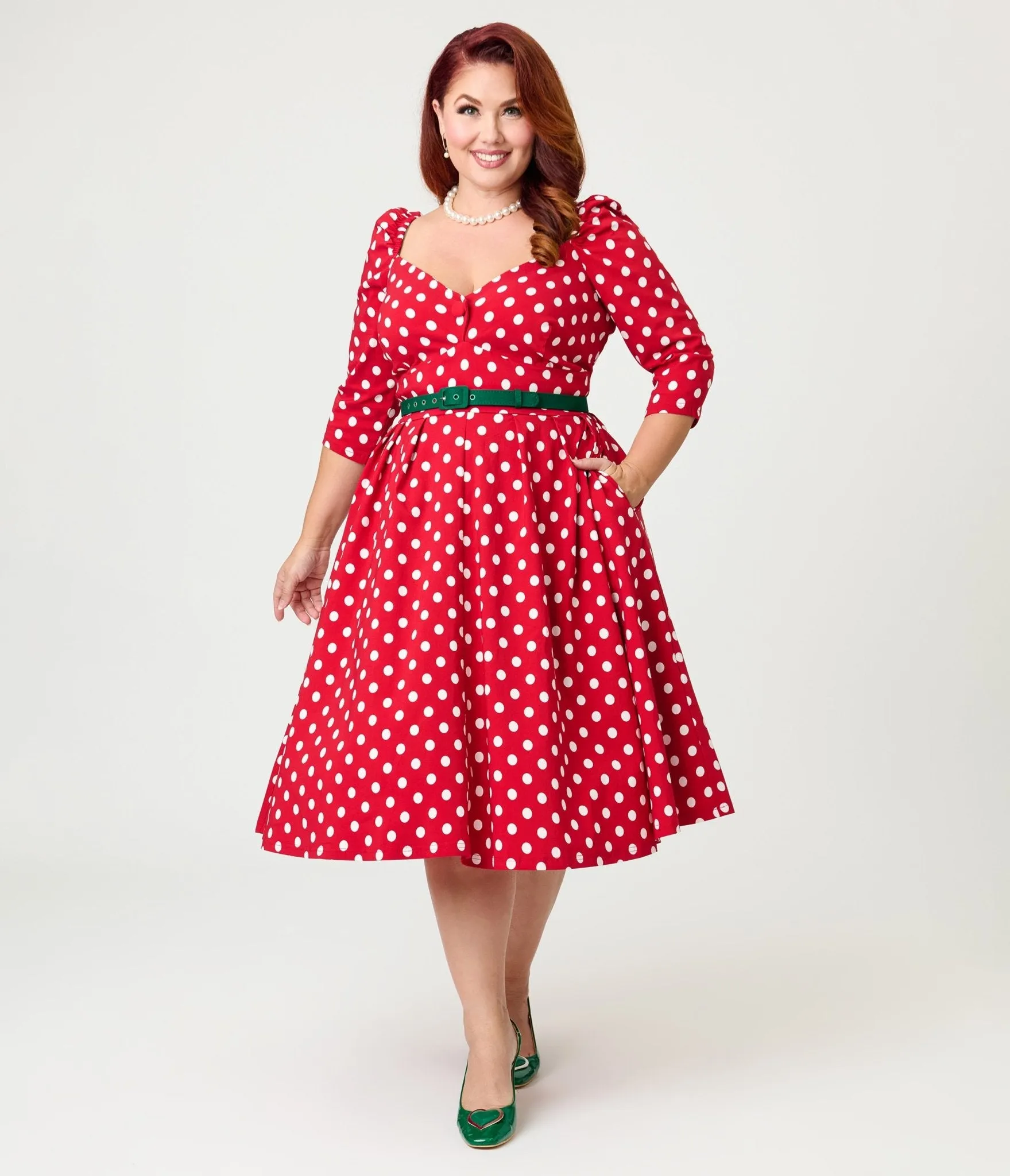 Unique Vintage Plus Size Red & White Dot Lamar Swing Dress sold by Unique Vintage product image thumbnail 3